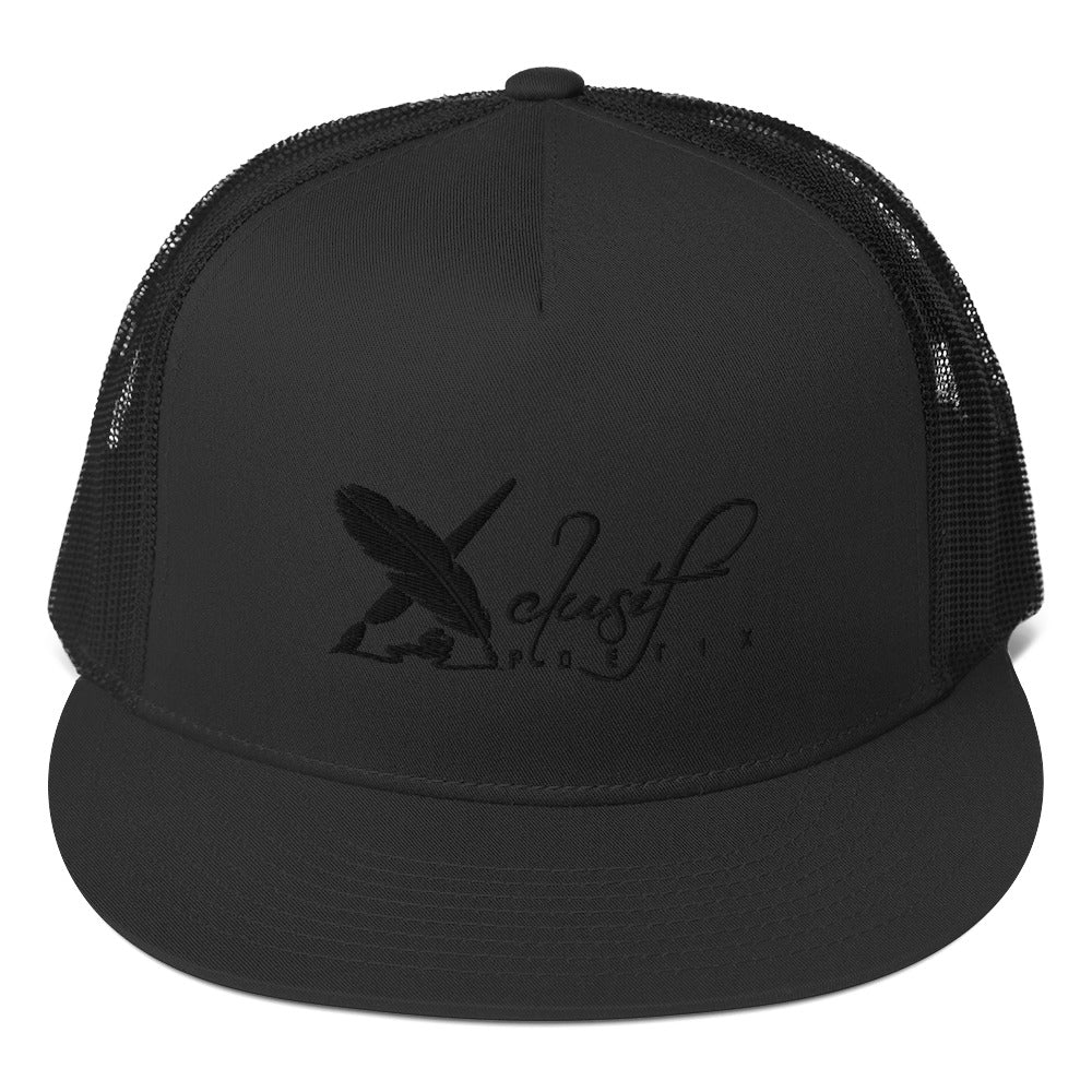 XCLUSIF POETIX BLACK LOGO 5 Panel Trucker Cap