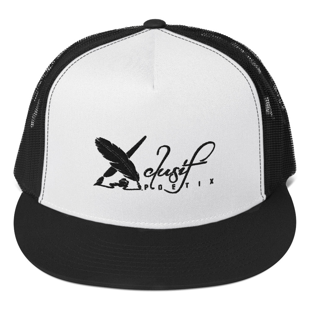 XCLUSIF POETIX BLACK LOGO 5 Panel Trucker Cap