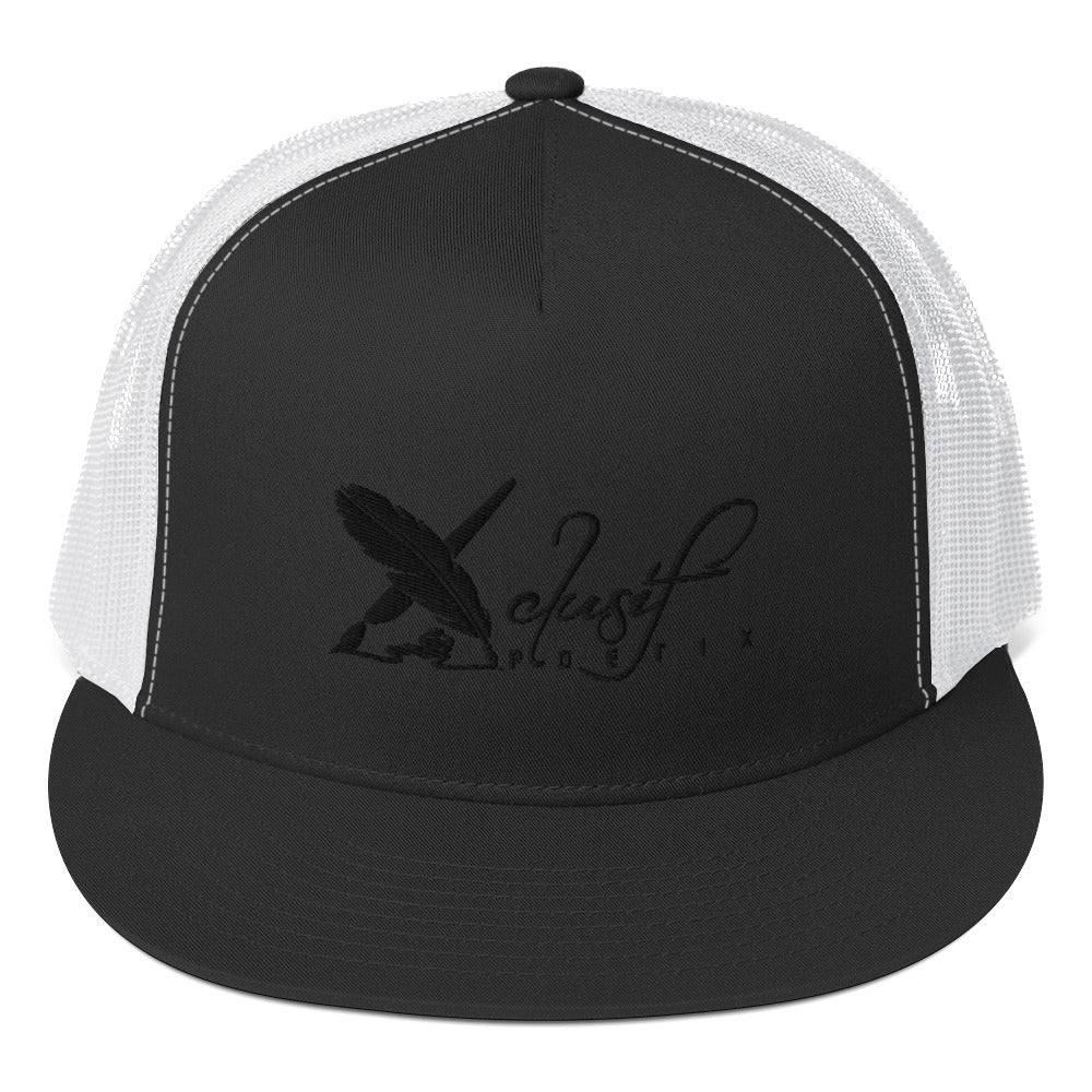 XCLUSIF POETIX BLACK LOGO 5 Panel Trucker Cap