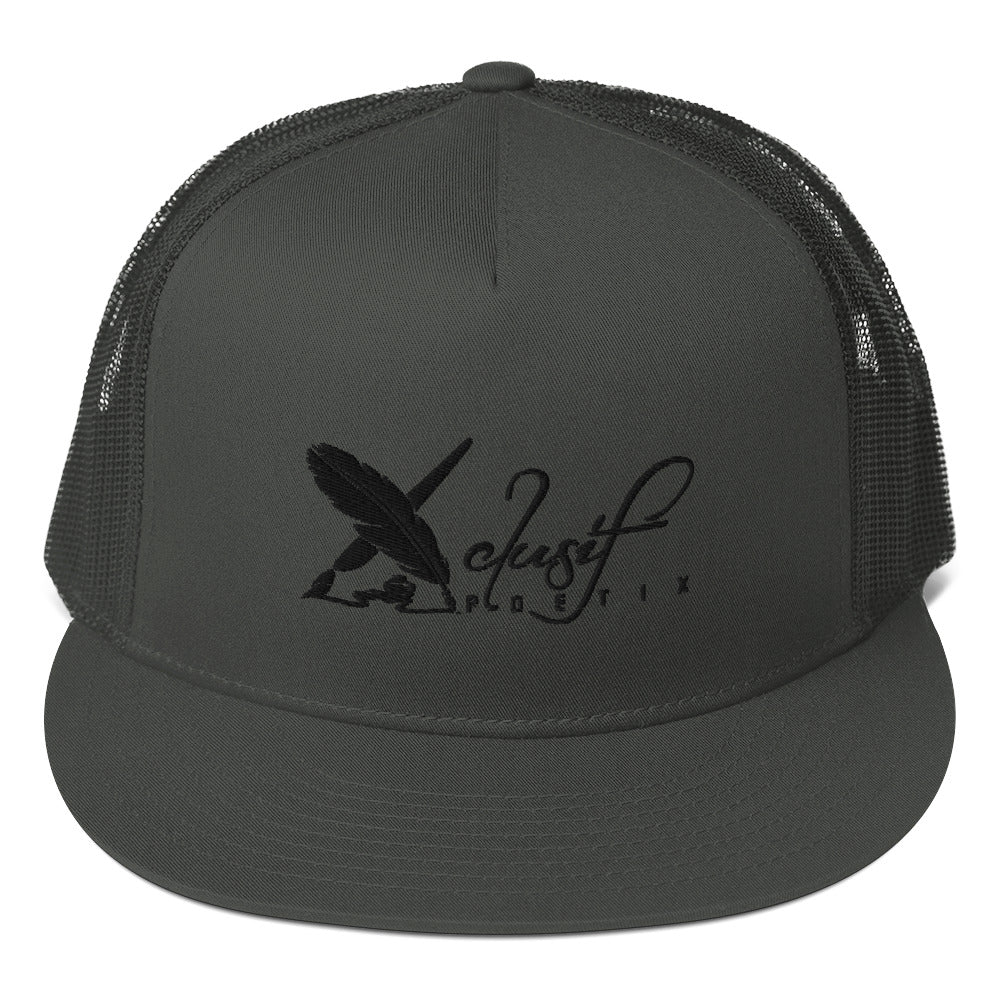 XCLUSIF POETIX BLACK LOGO 5 Panel Trucker Cap