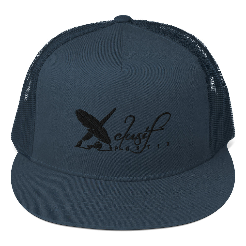 XCLUSIF POETIX BLACK LOGO 5 Panel Trucker Cap