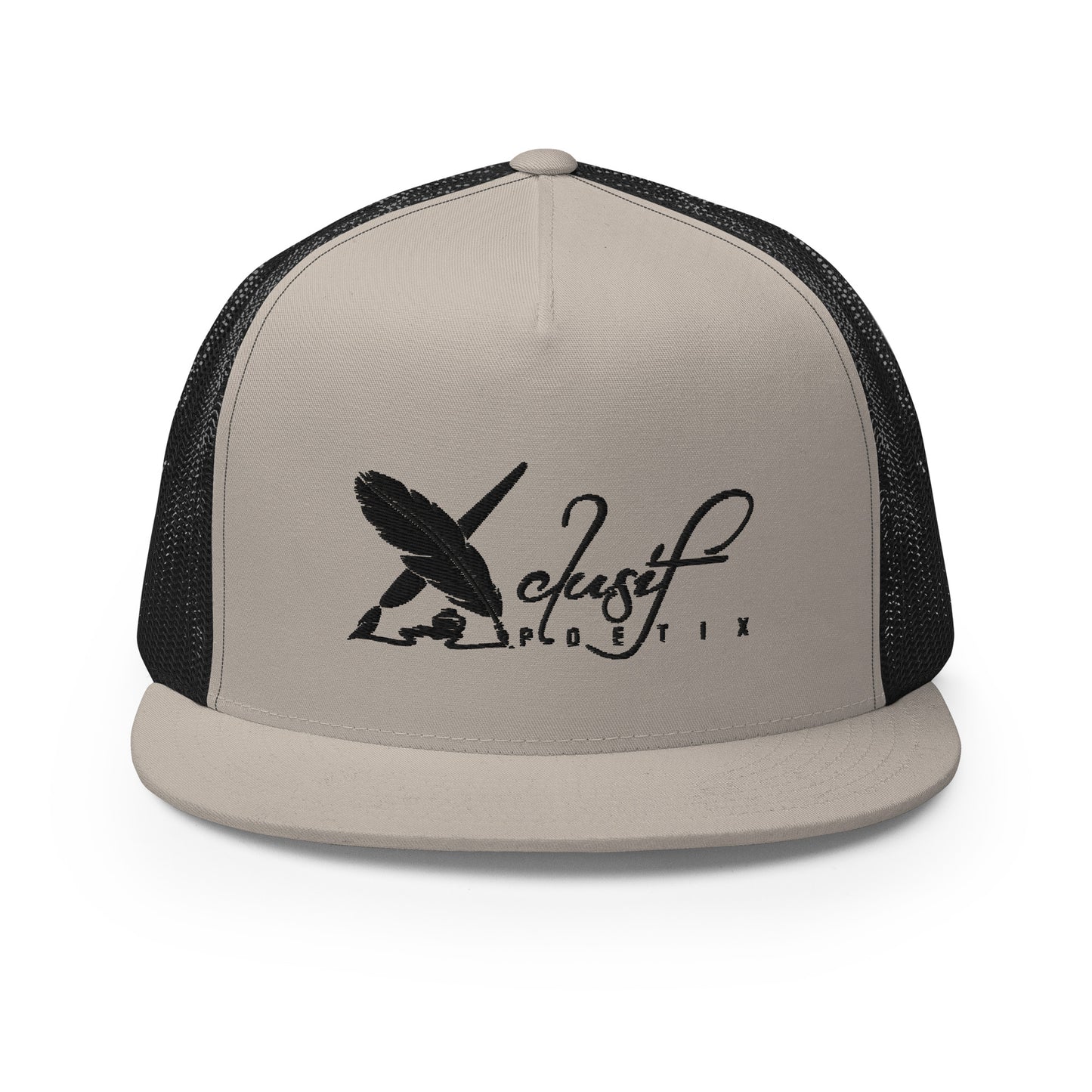 XCLUSIF POETIX BLACK LOGO 5 Panel Trucker Cap