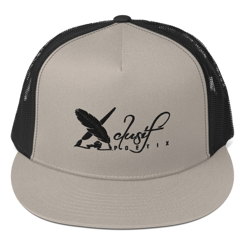 XCLUSIF POETIX BLACK LOGO 5 Panel Trucker Cap