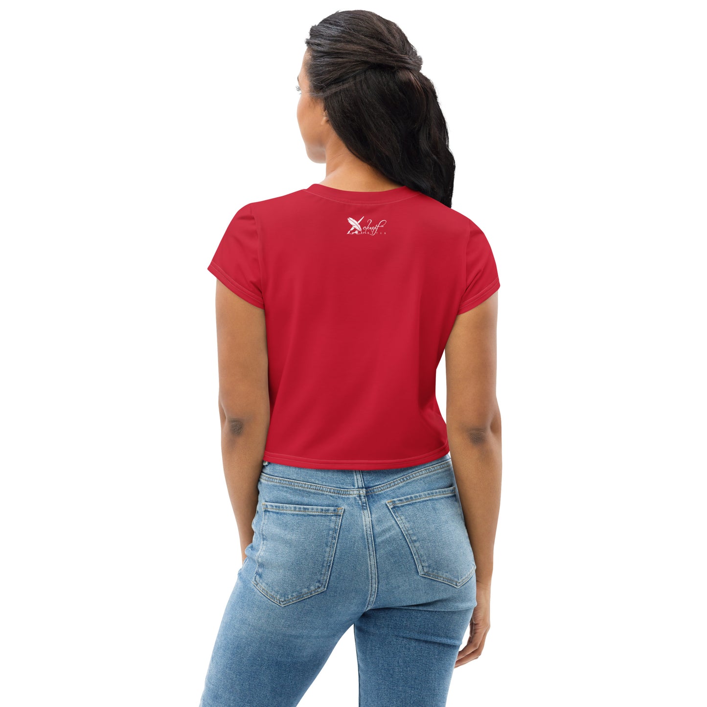 XCLUSIF POETIX RED & WHITE LOGO Crop Tee