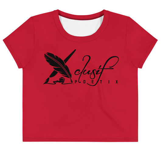 XCLUSIF POETIX RED & BLACK LOGO Crop Tee