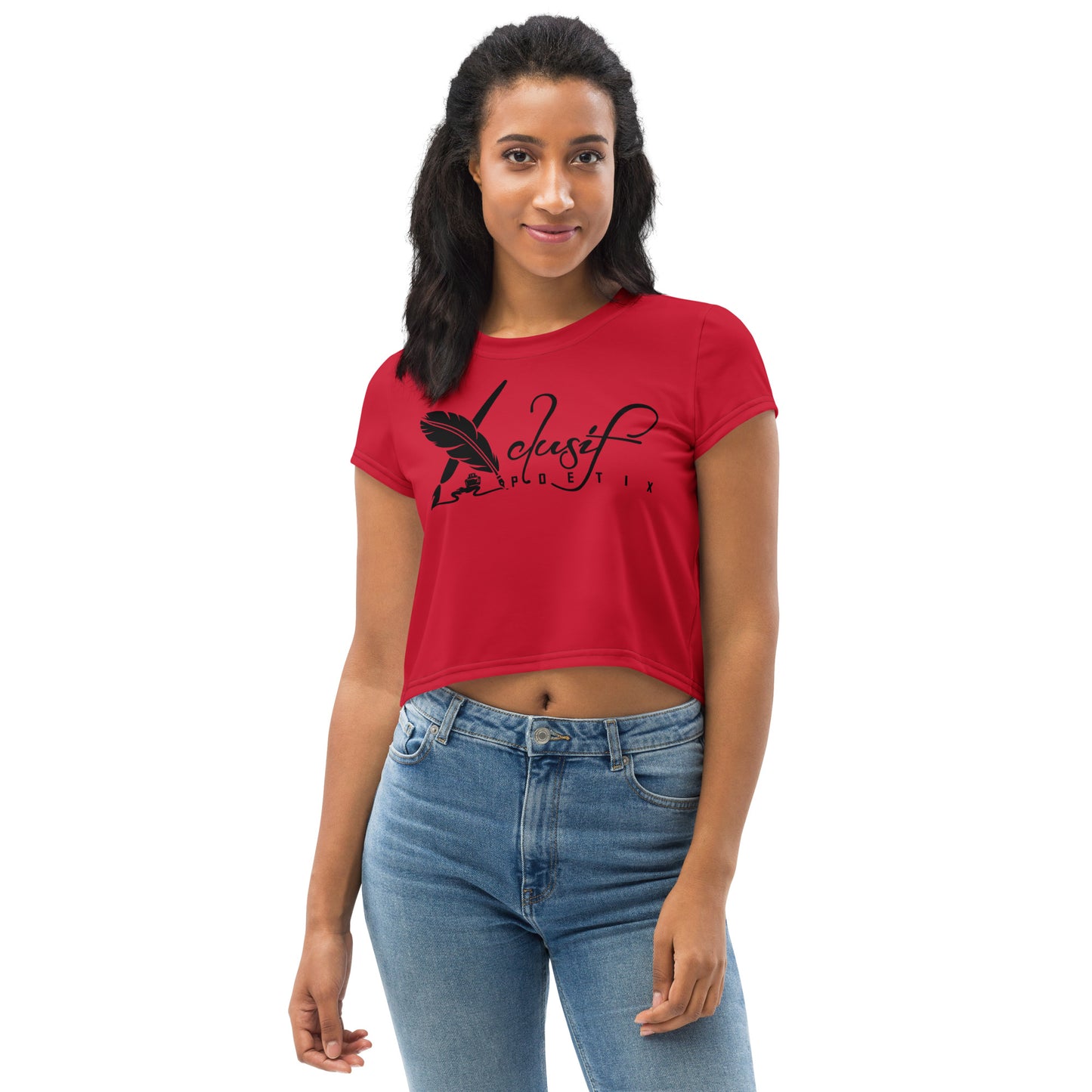 XCLUSIF POETIX RED & BLACK LOGO Crop Tee