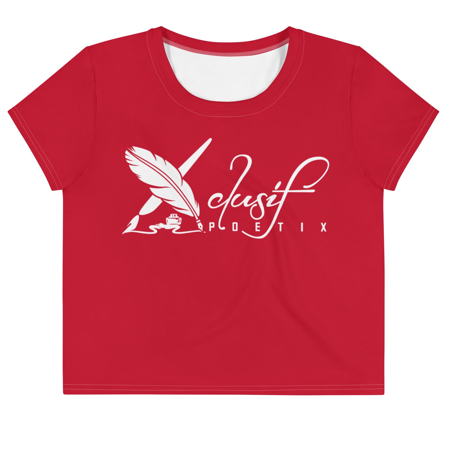 XCLUSIF POETIX RED & WHITE LOGO Crop Tee