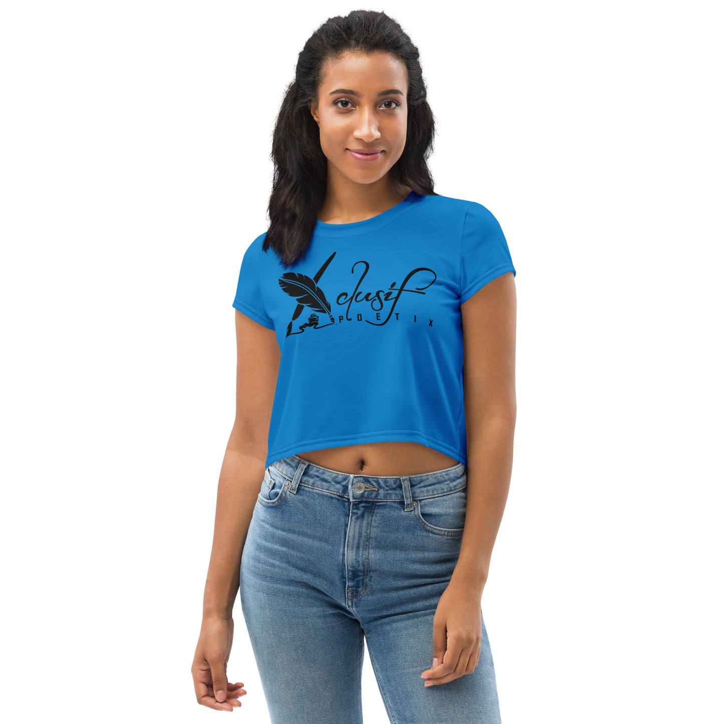 XCLUSIF POETIX BLUE & BLACK Women's Crop Tee