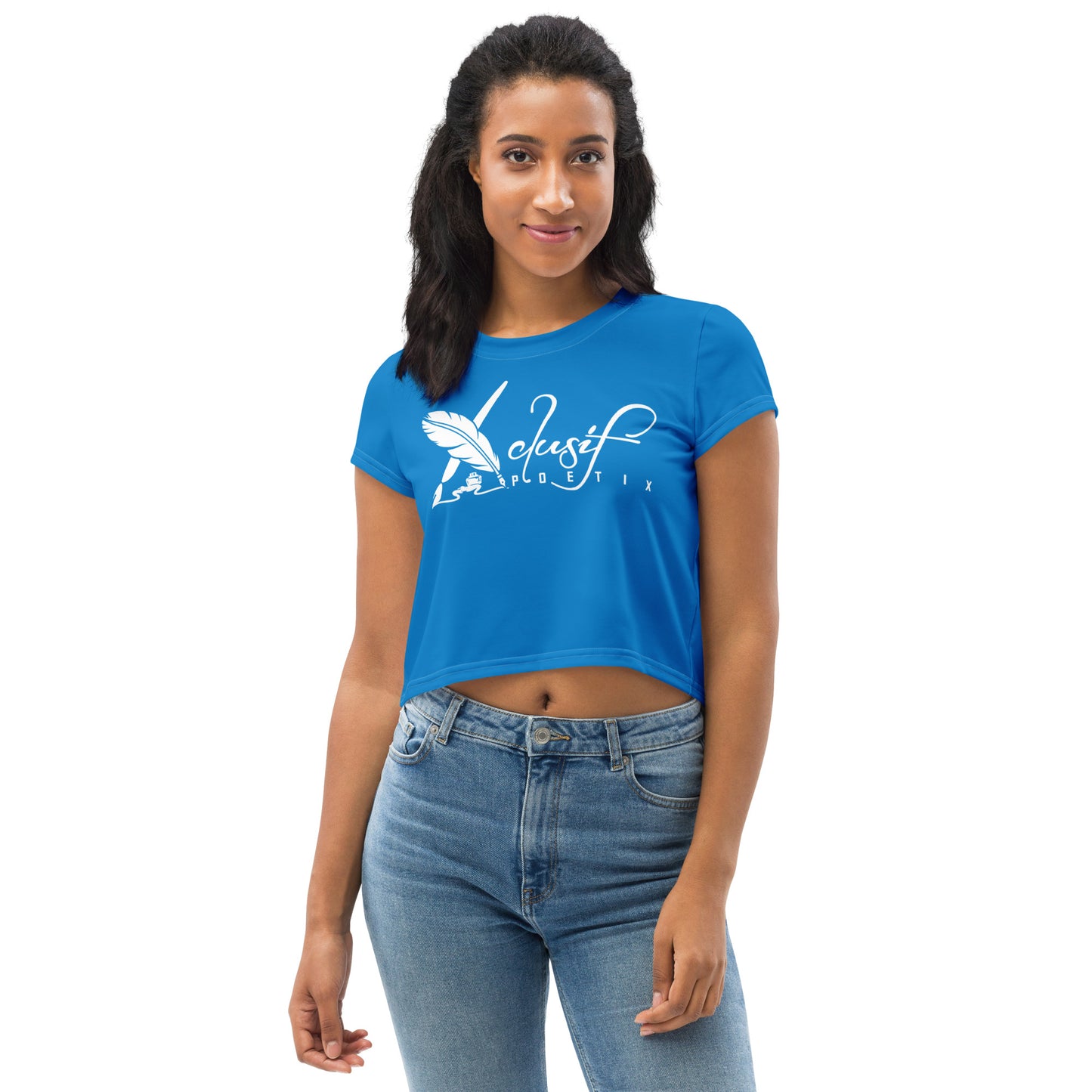 XCLUSIF POETIX BLUE & WHITE Women's Crop Tee