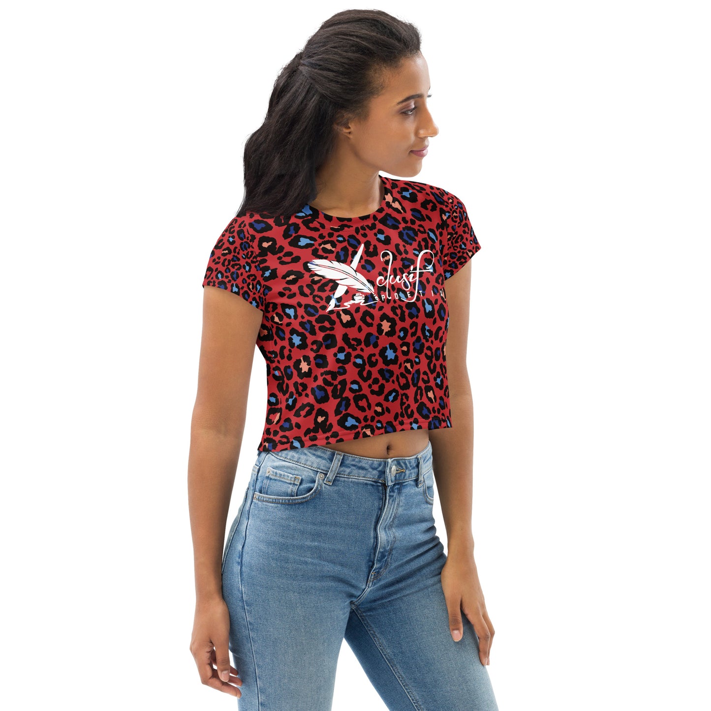 XCLUSIF POETIX RED LEOPARD Crop Tee