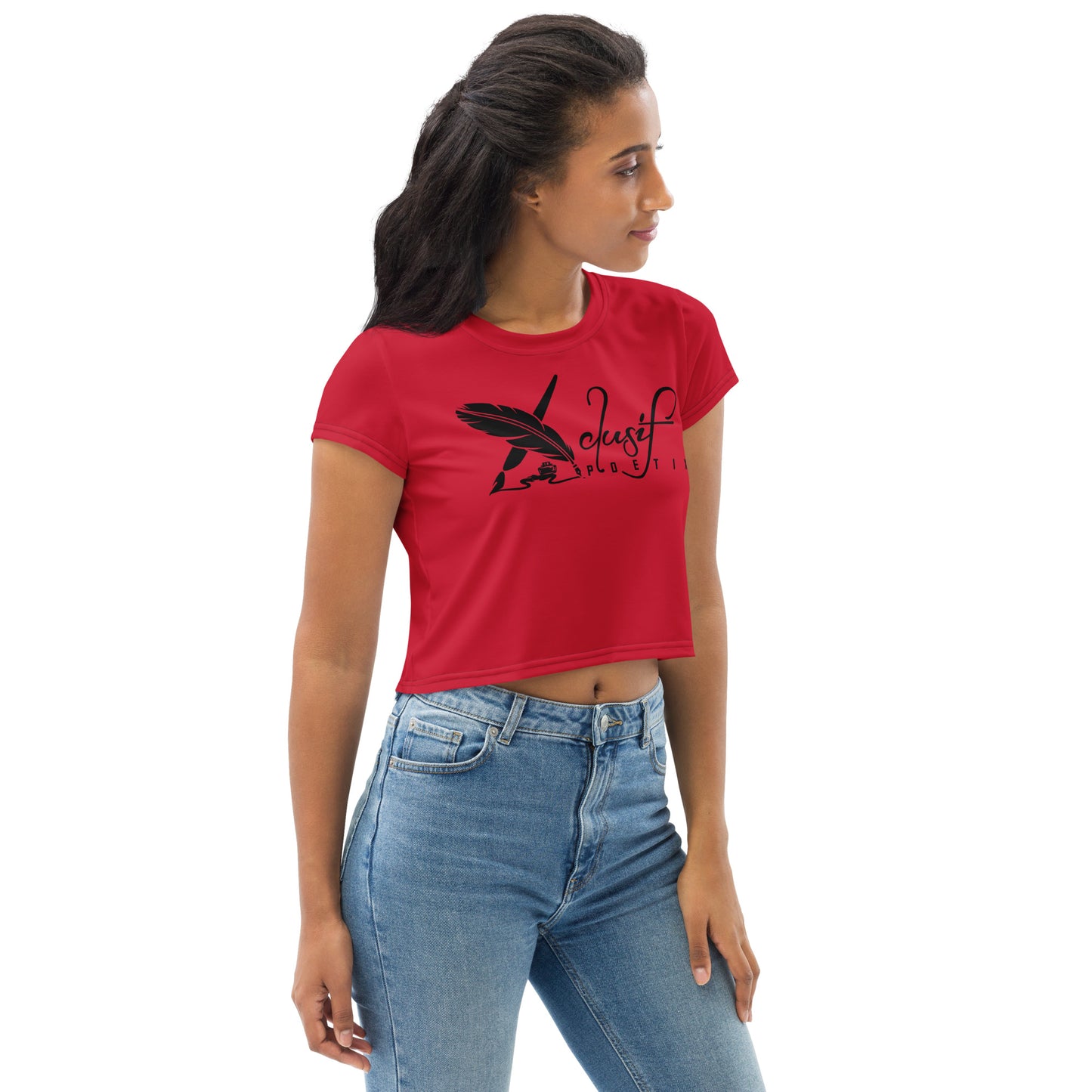 XCLUSIF POETIX RED & BLACK LOGO Crop Tee