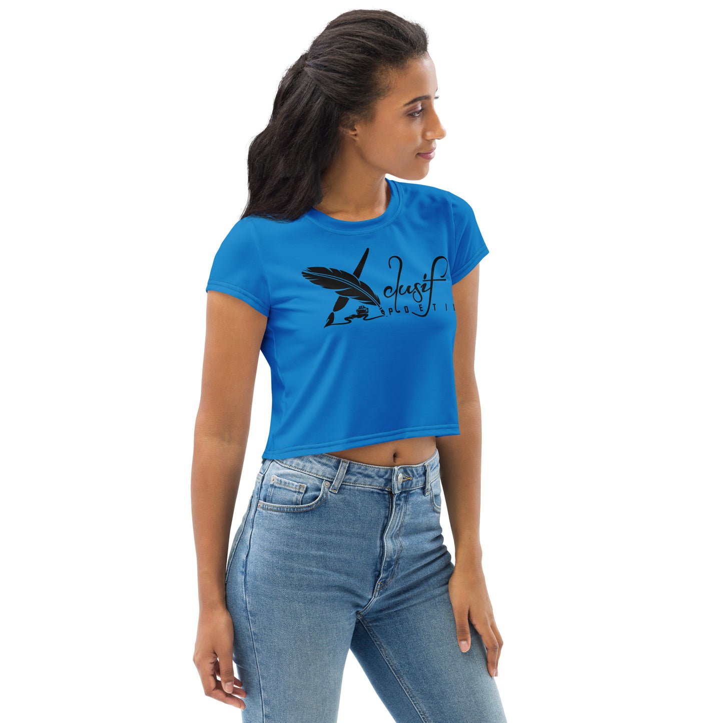 XCLUSIF POETIX BLUE & BLACK Women's Crop Tee