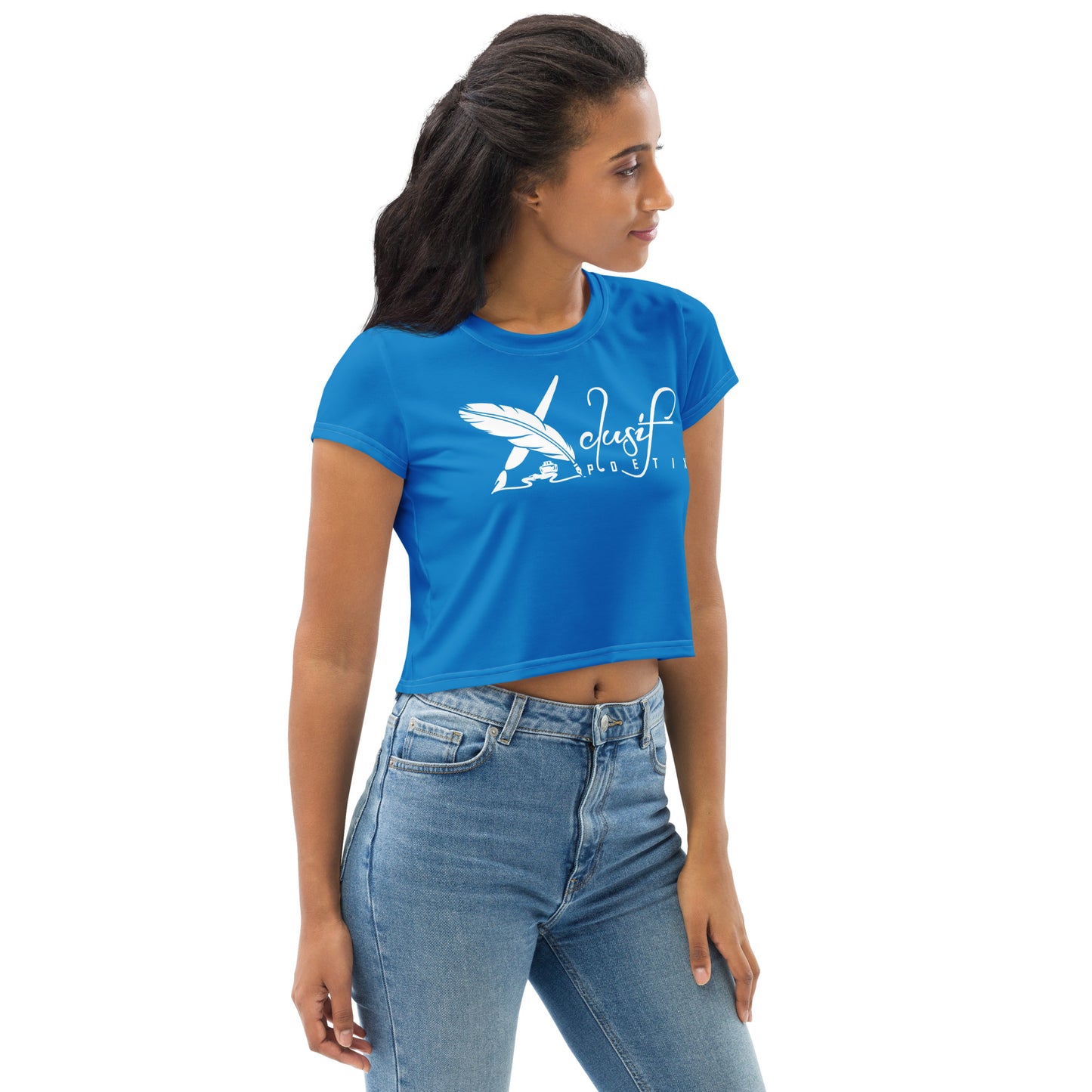 XCLUSIF POETIX BLUE & WHITE Women's Crop Tee