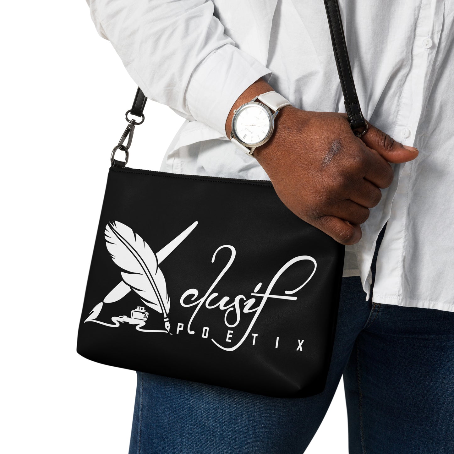 "LIVE FOR WHAT YOU LOVE" BY XCLUSIF POETIX BLACK Crossbody bag