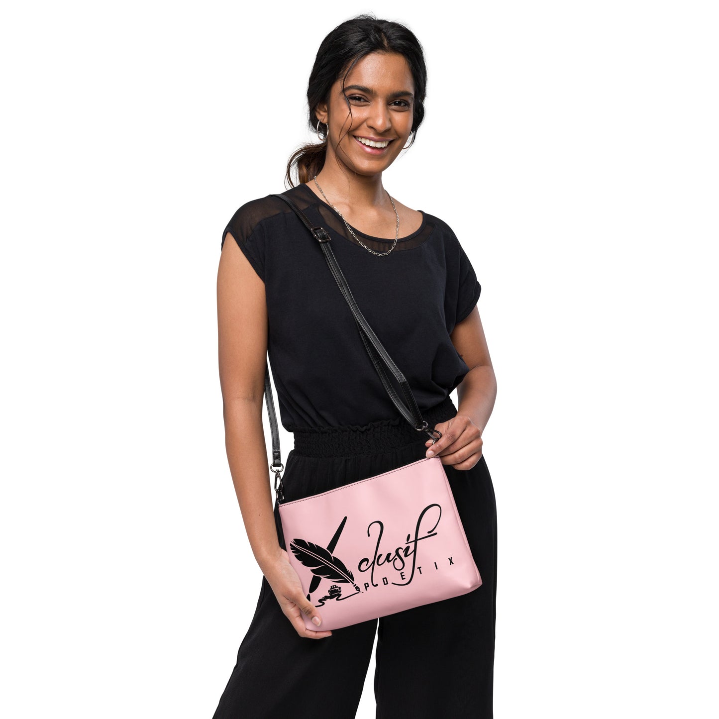 "LOVE ALWAYS WINS" BY XCLUSIF POETIX PINK Crossbody bag