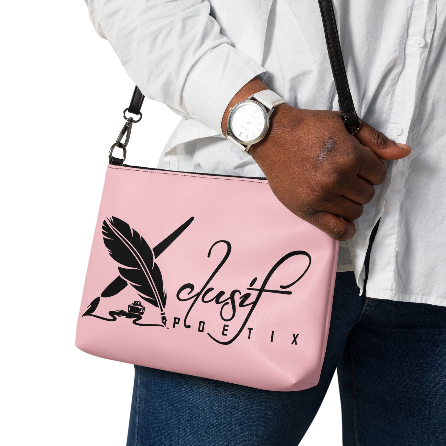 "LOVE ALWAYS WINS" BY XCLUSIF POETIX PINK Crossbody bag