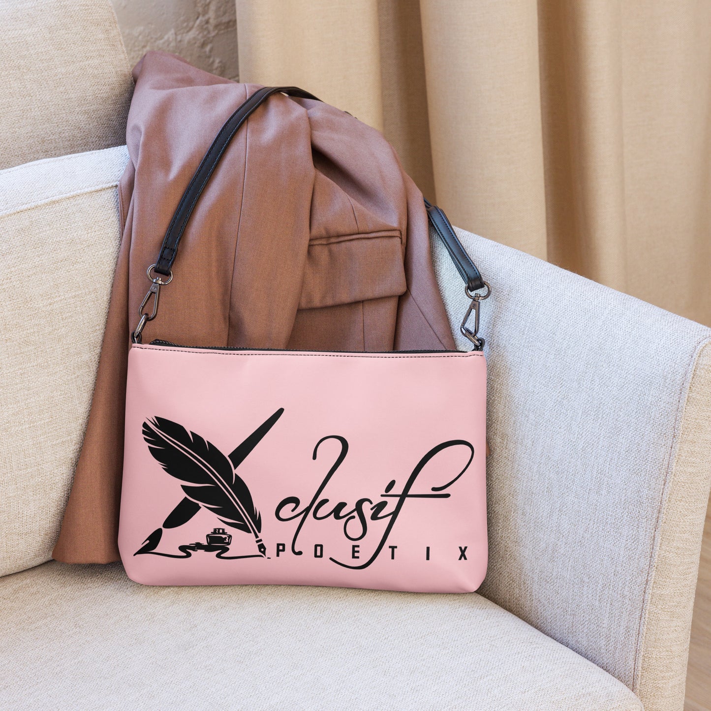 "LOVE ALWAYS WINS" BY XCLUSIF POETIX PINK Crossbody bag