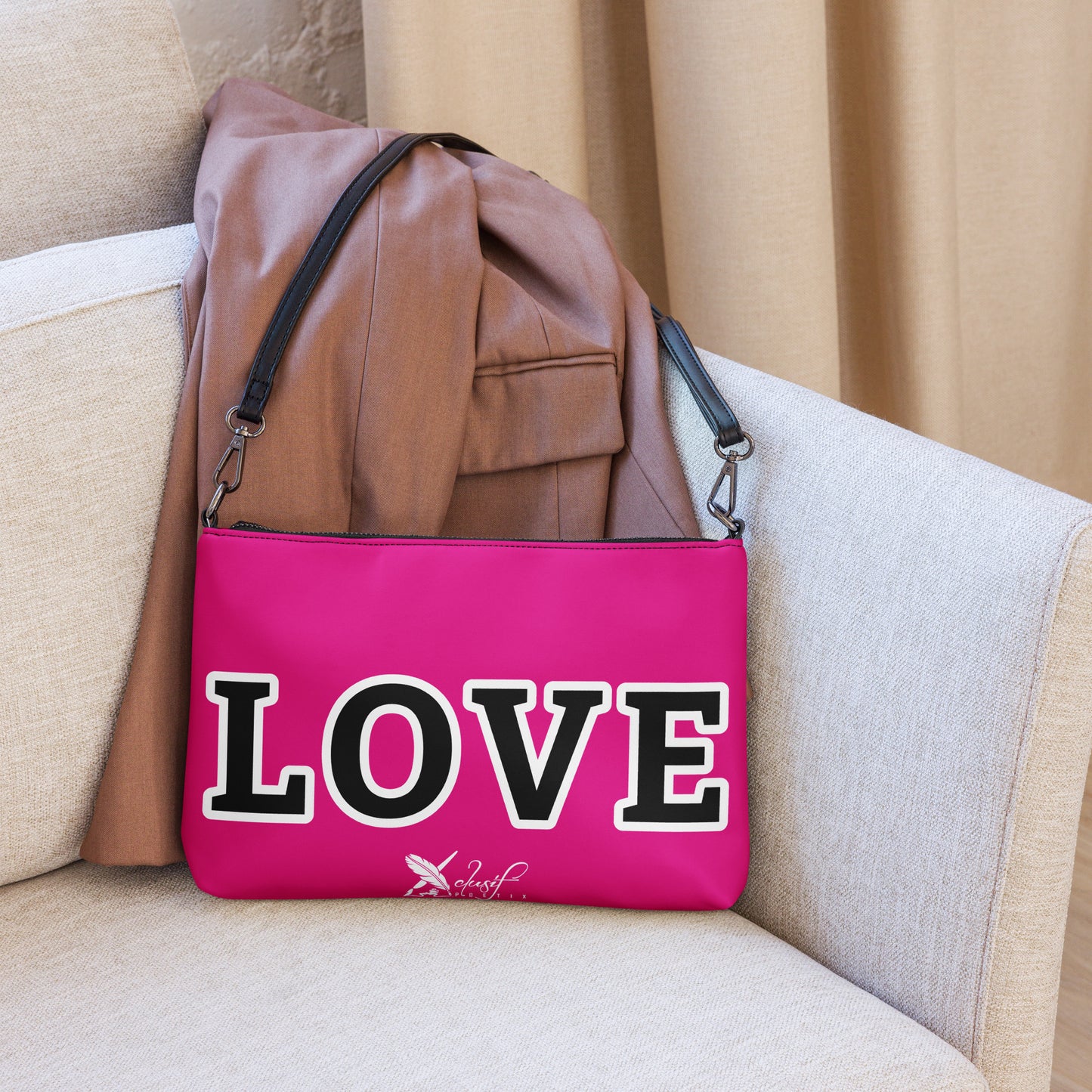 LOVE BY XCLUSIF POETIX HOT PINK & BLACK Crossbody bag