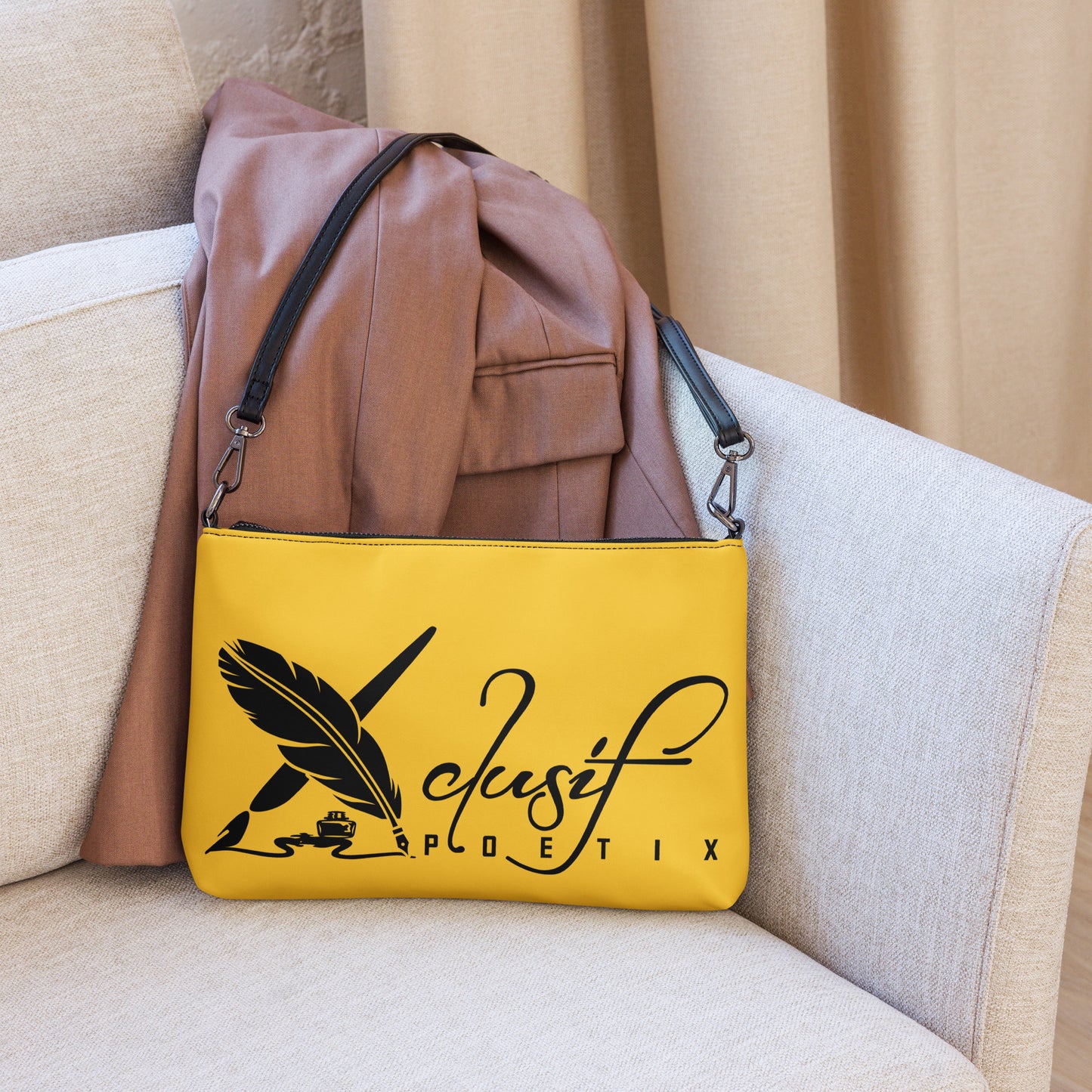 "LOVE ALWAYS WINS" BY XCLUSIF POETIX YELLOW Crossbody bag