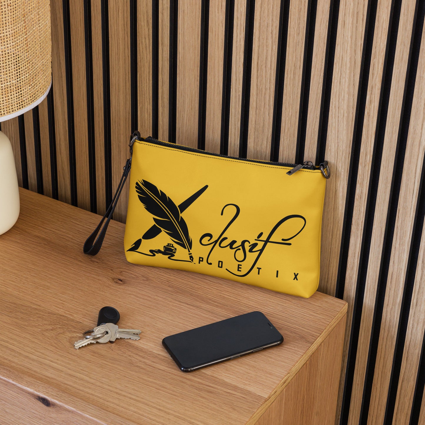 "LOVE ALWAYS WINS" BY XCLUSIF POETIX YELLOW Crossbody bag