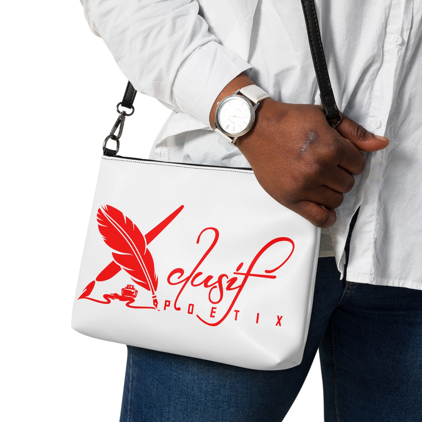 "LOVE ALWAYS WINS" BY XCLUSIF POETIX WHITE Crossbody bag