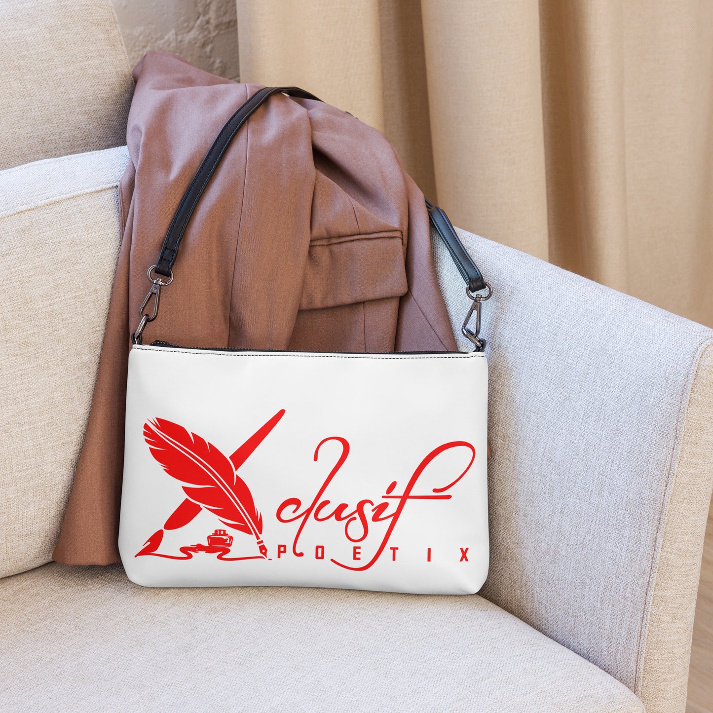 "LOVE ALWAYS WINS" BY XCLUSIF POETIX WHITE Crossbody bag