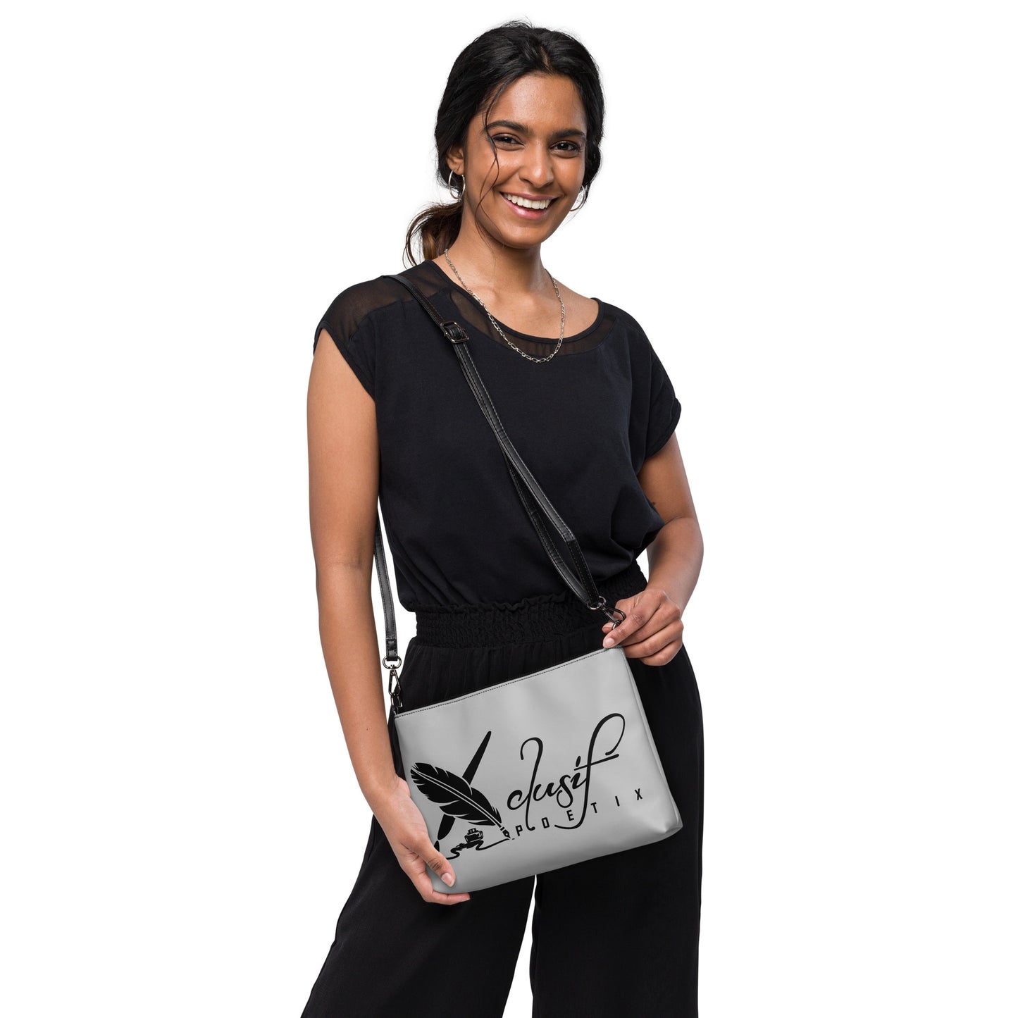 "LOVE ALWAYS WINS" BY XCLUSIF POETIX SILVER Crossbody bag