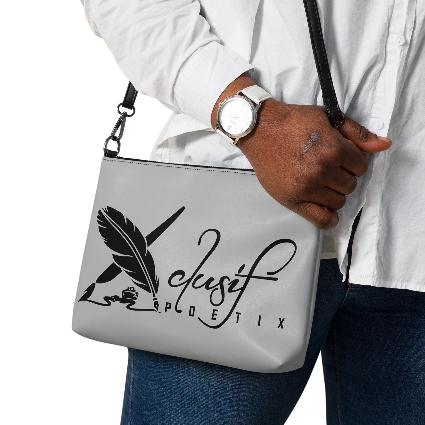 "LOVE ALWAYS WINS" BY XCLUSIF POETIX SILVER Crossbody bag