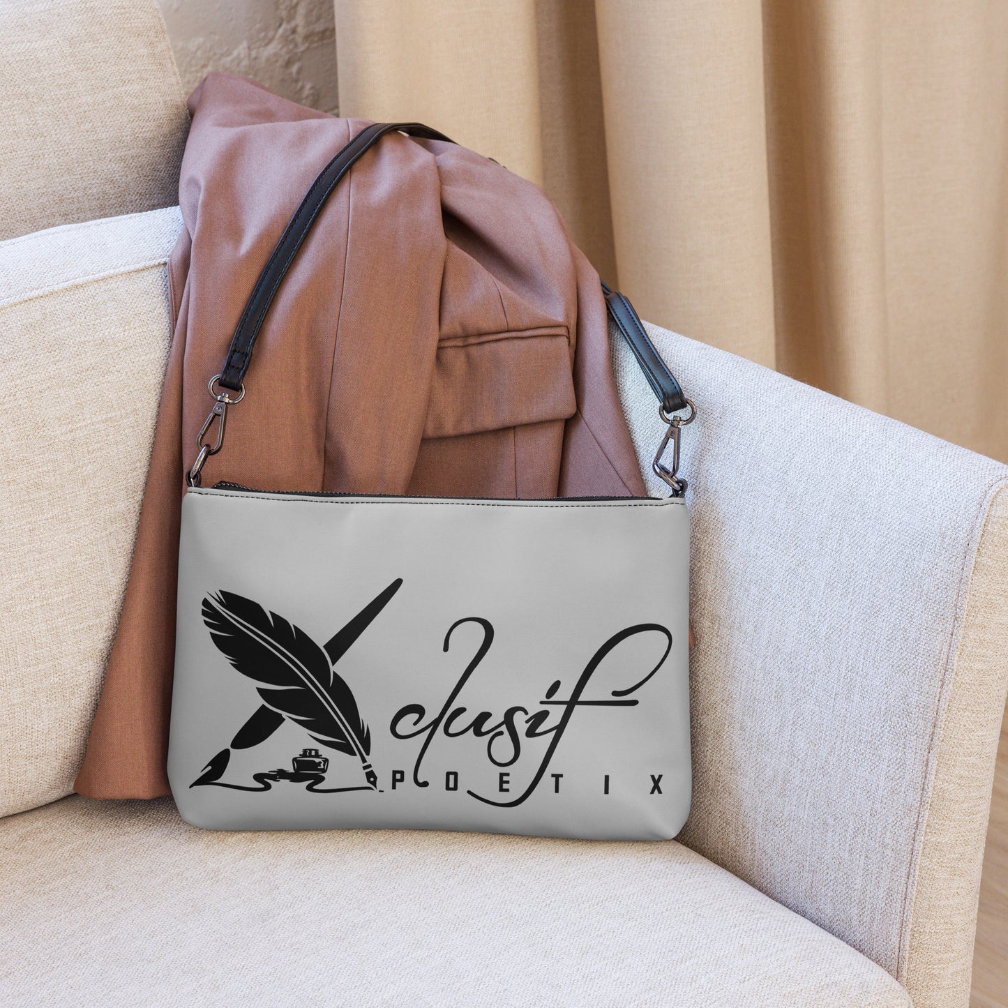 "LOVE ALWAYS WINS" BY XCLUSIF POETIX SILVER Crossbody bag