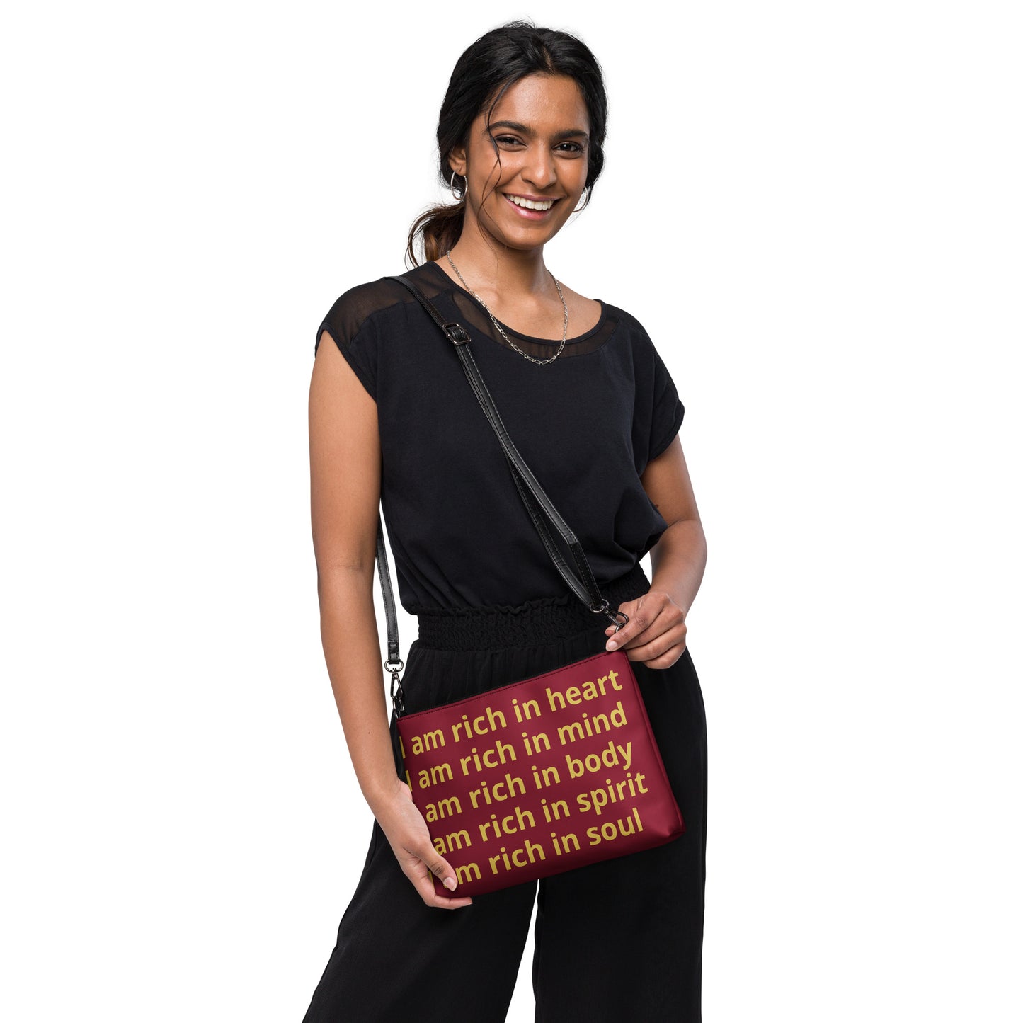 RICH BY XCLUSIF POETIX BURGUNDY & GOLD Crossbody bag