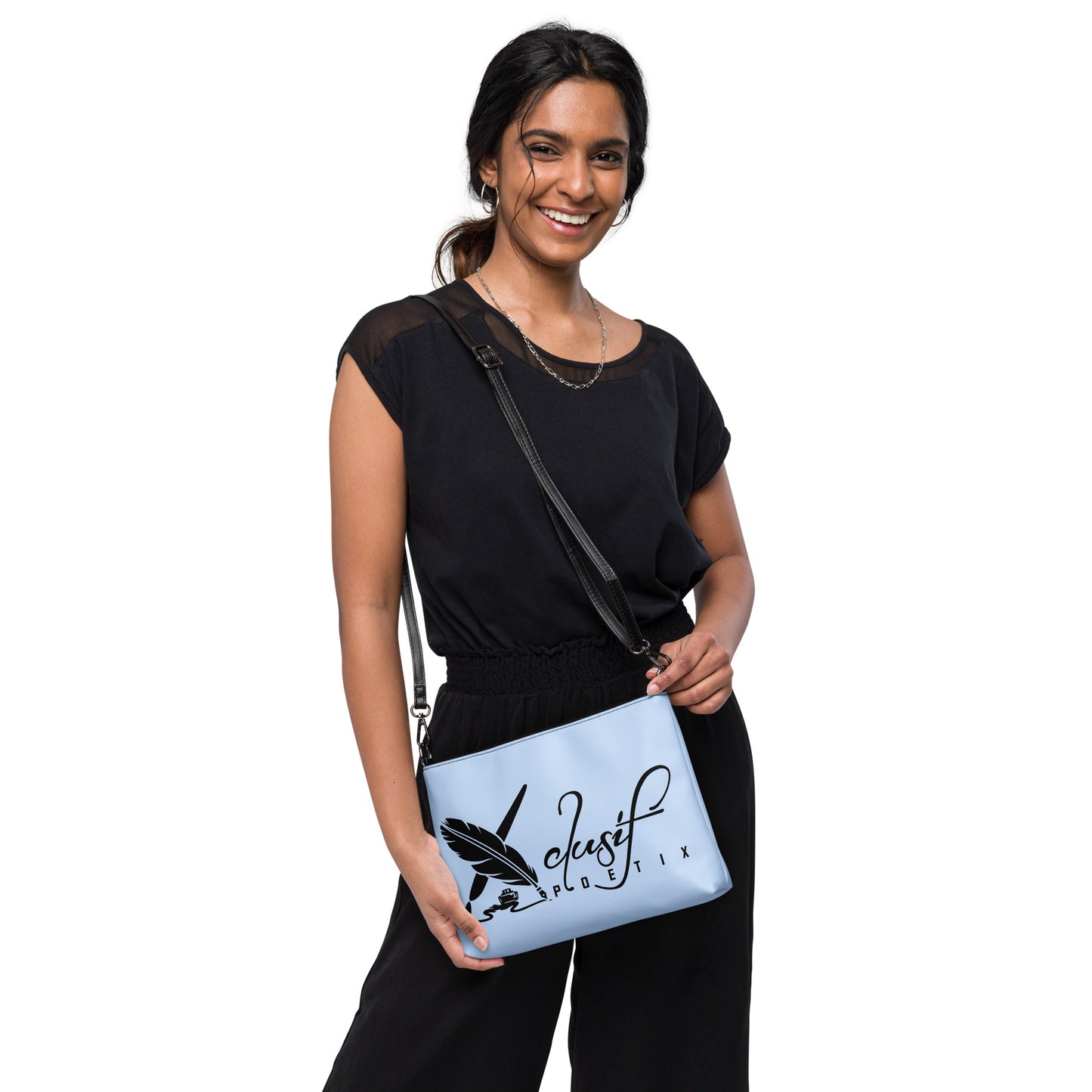 "LOVE ALWAYS WINS" BY XCLUSIF POETIX LIGHT BLUE Crossbody bag