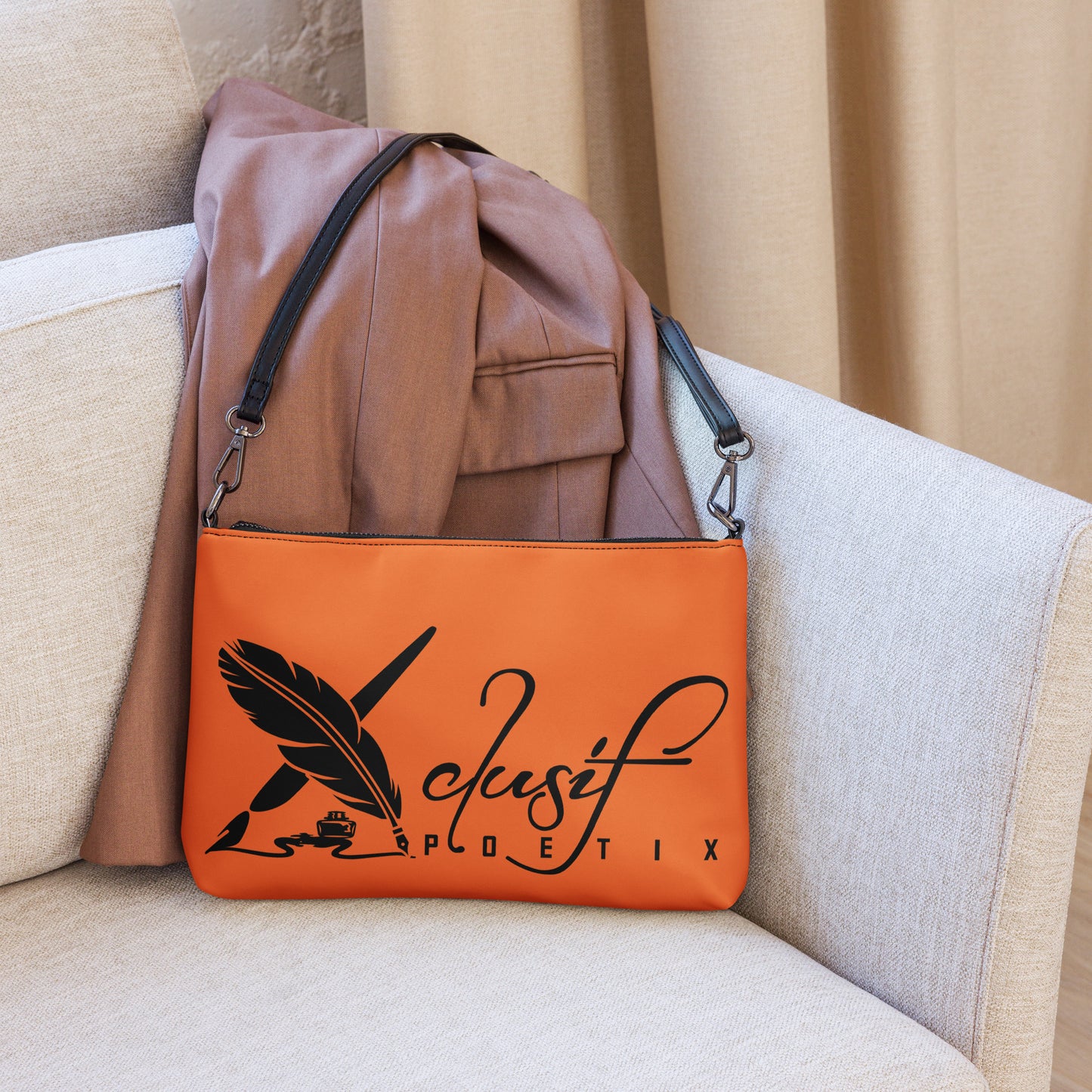 "LOVE ALWAYS WINS" BY XCLUSIF POETIX ORANGE Crossbody bag