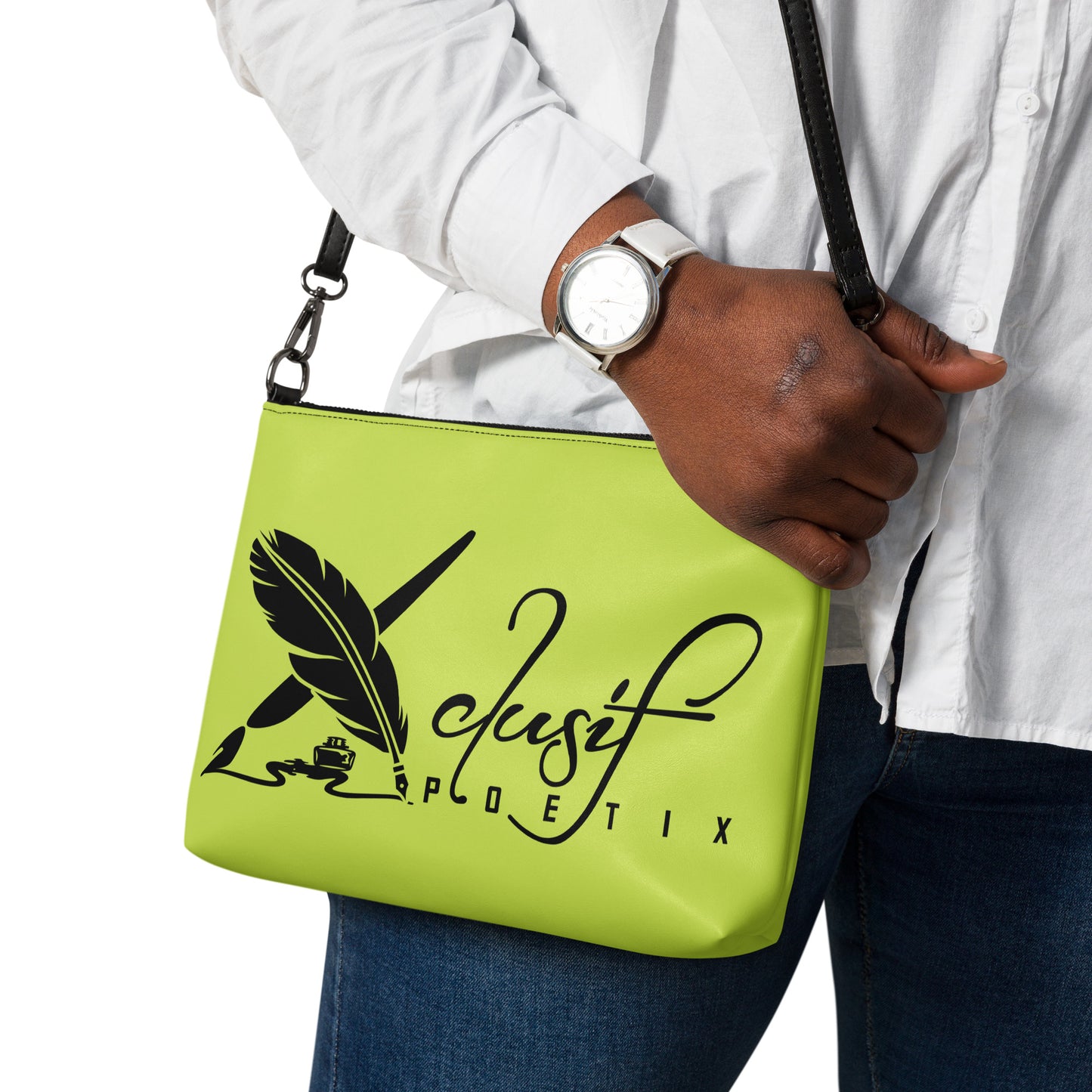 "LOVE ALWAYS WINS" BY XCLUSIF POETIX LIGHT GREEN Crossbody bag