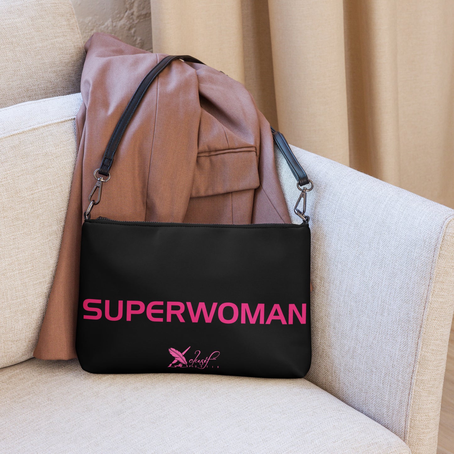 SUPERWOMAN BY XCLUSIF POETIX BLACK & PINK Crossbody bag