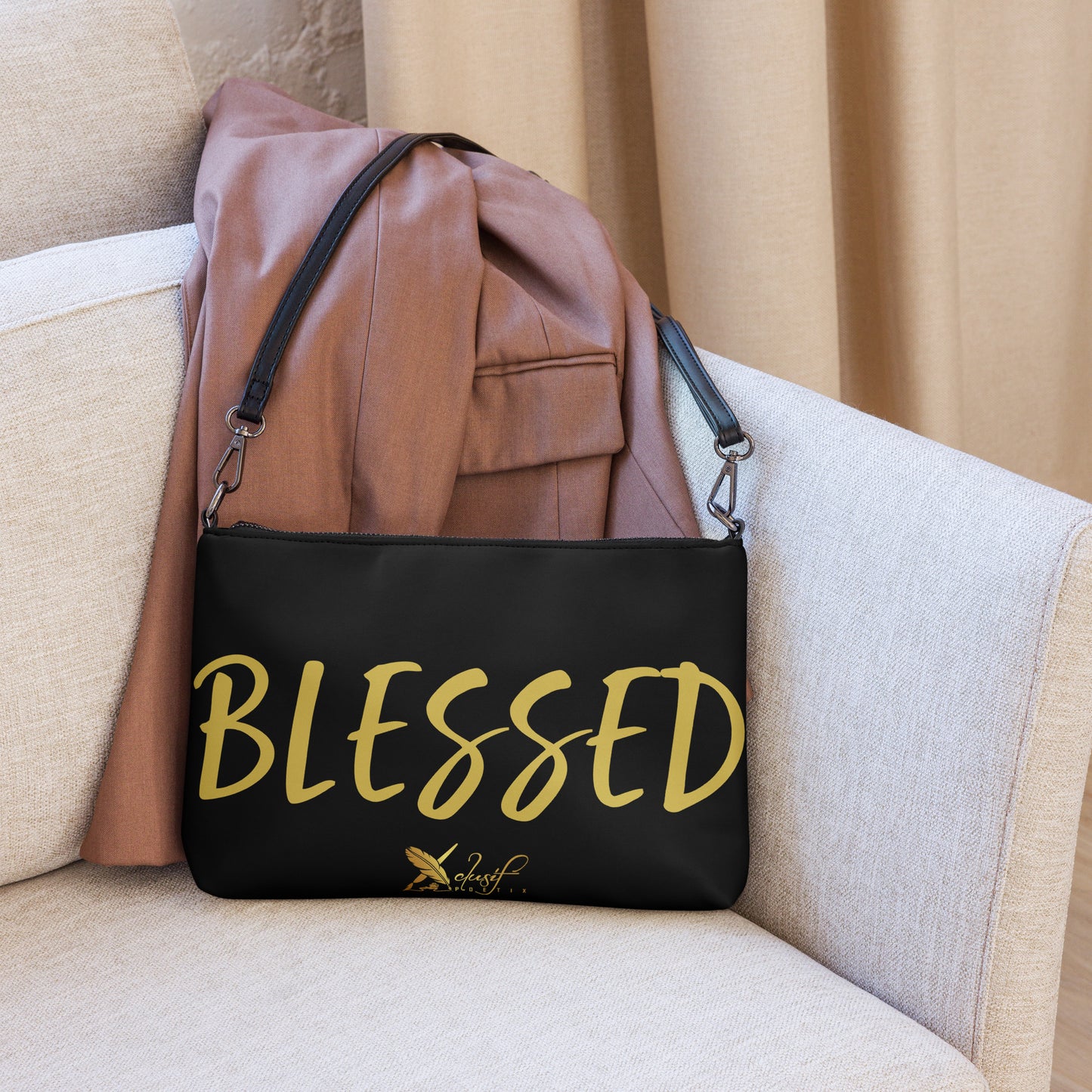 BLESSED BY XCLUSIF POETIX BLACK & GOLD Crossbody bag