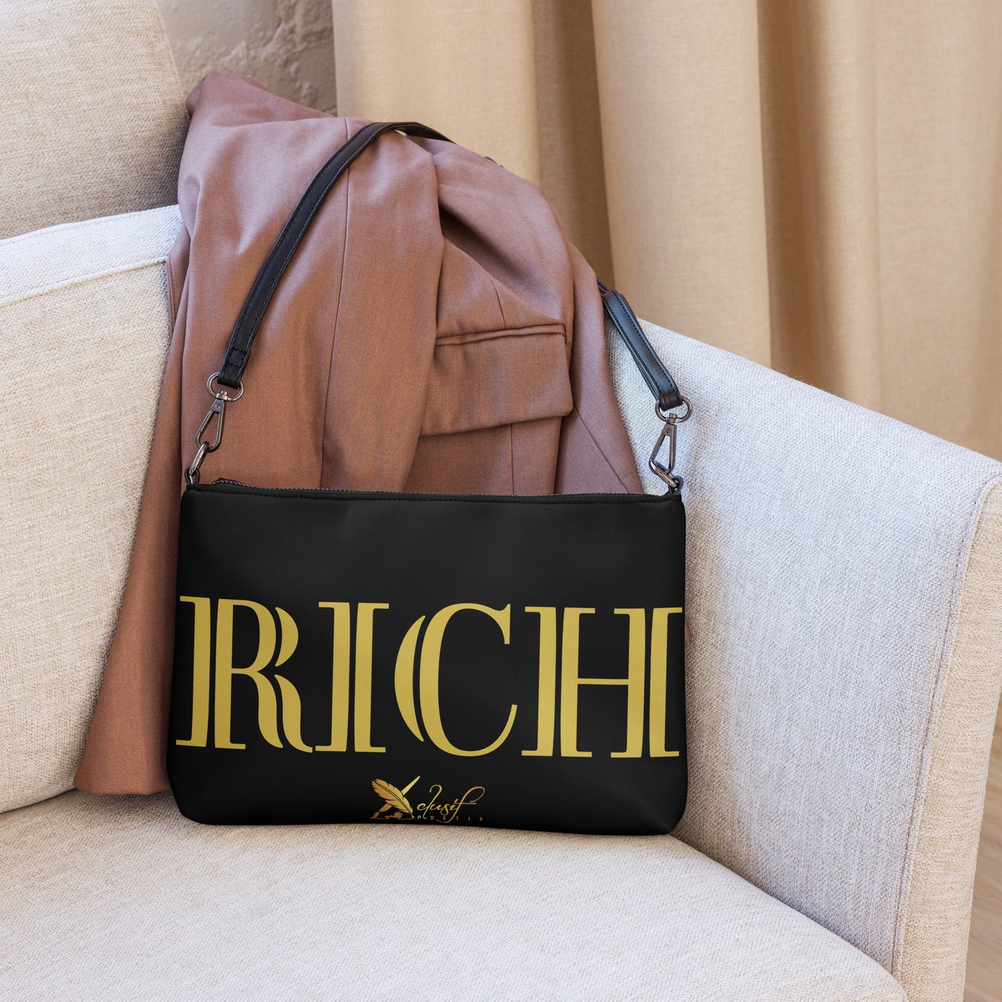 RICH BY XCLUSIF POETIX BLACK & GOLD Crossbody bag