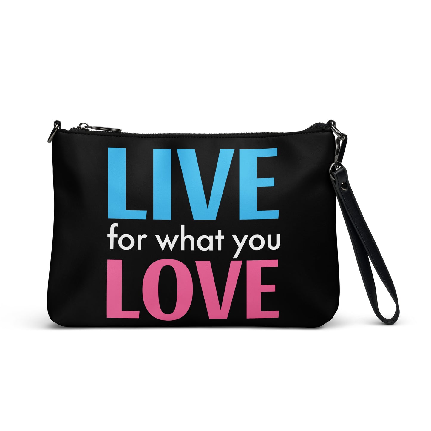 "LIVE FOR WHAT YOU LOVE" BY XCLUSIF POETIX BLACK Crossbody bag