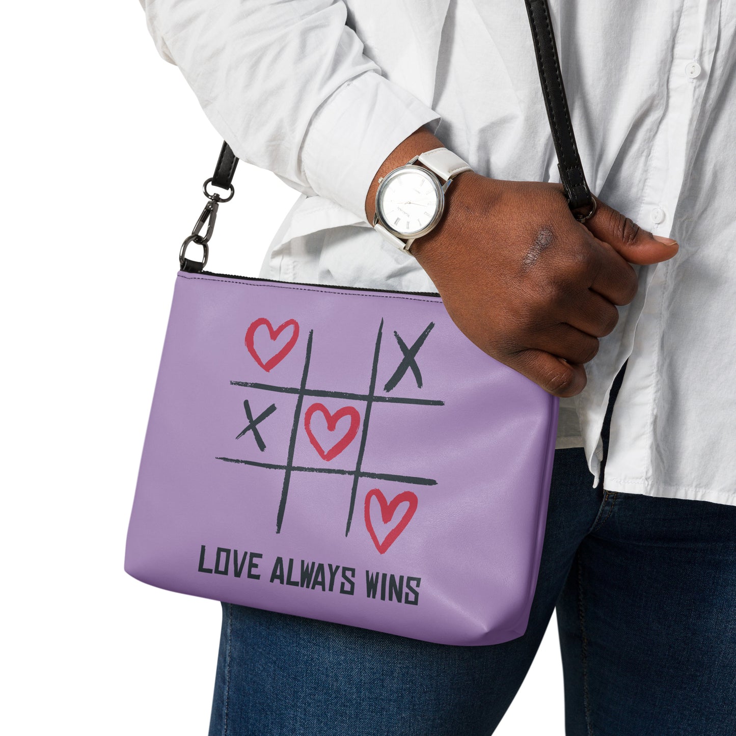 "LOVE ALWAYS WINS" BY XCLUSIF POETIX LIGHT PURPLE Crossbody bag