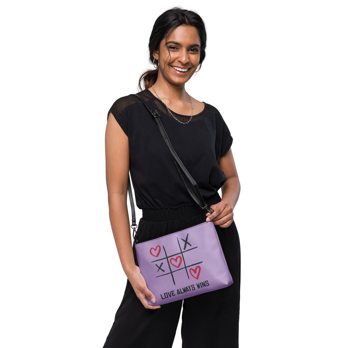 "LOVE ALWAYS WINS" BY XCLUSIF POETIX LIGHT PURPLE Crossbody bag