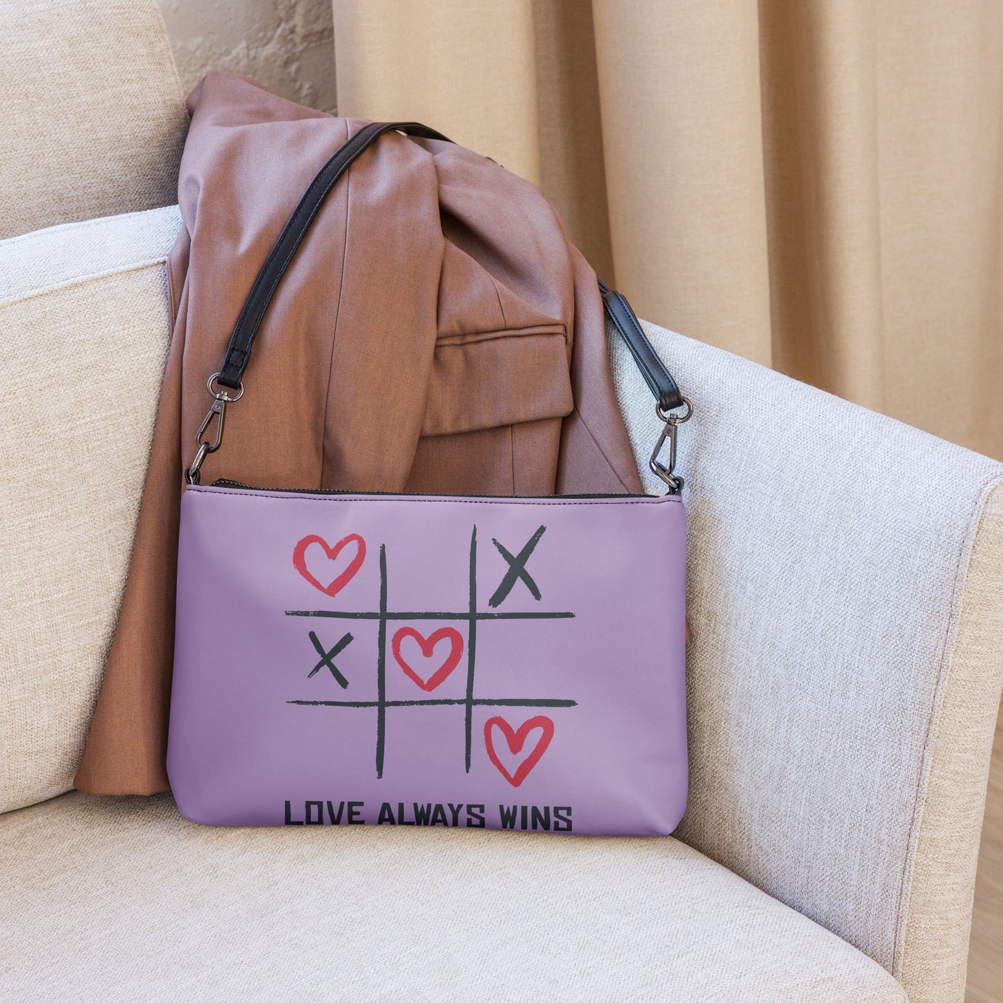 "LOVE ALWAYS WINS" BY XCLUSIF POETIX LIGHT PURPLE Crossbody bag