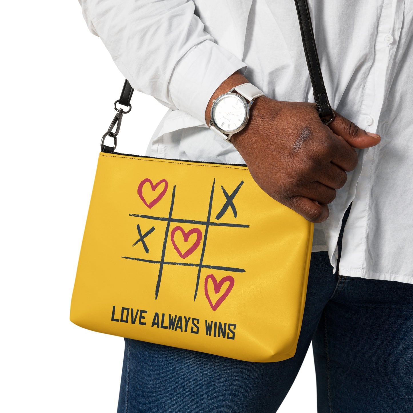 "LOVE ALWAYS WINS" BY XCLUSIF POETIX YELLOW Crossbody bag