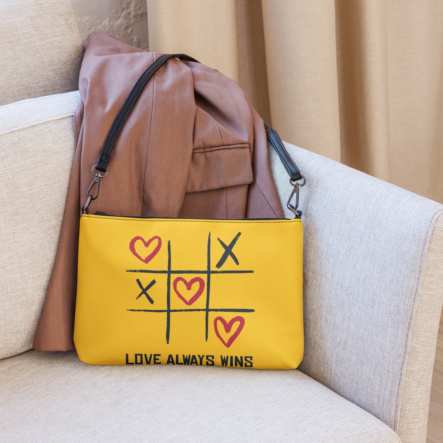 "LOVE ALWAYS WINS" BY XCLUSIF POETIX YELLOW Crossbody bag