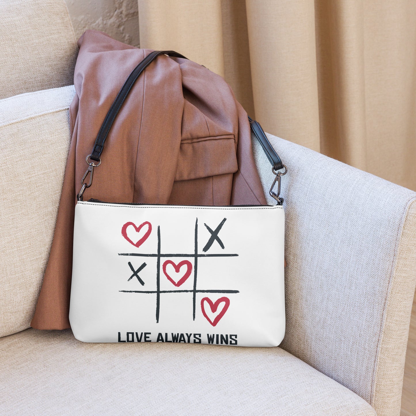 "LOVE ALWAYS WINS" BY XCLUSIF POETIX WHITE Crossbody bag