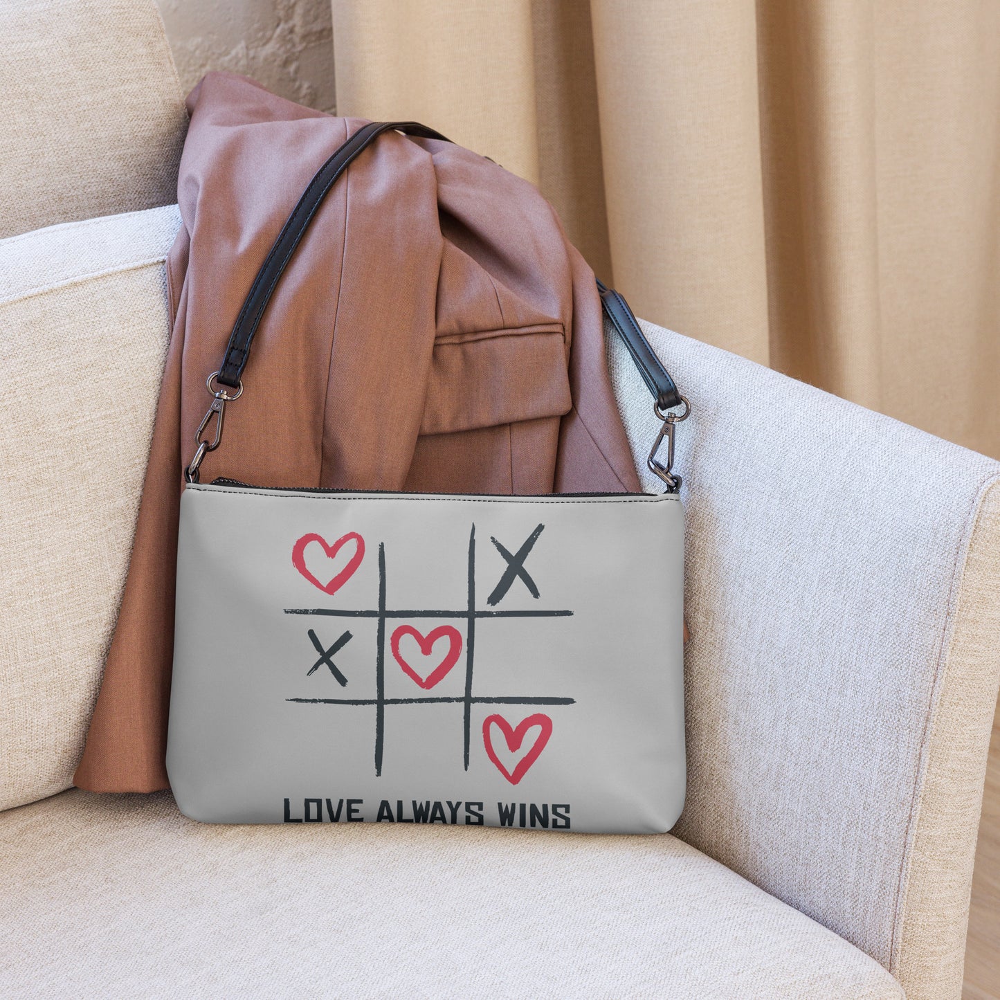 "LOVE ALWAYS WINS" BY XCLUSIF POETIX SILVER Crossbody bag