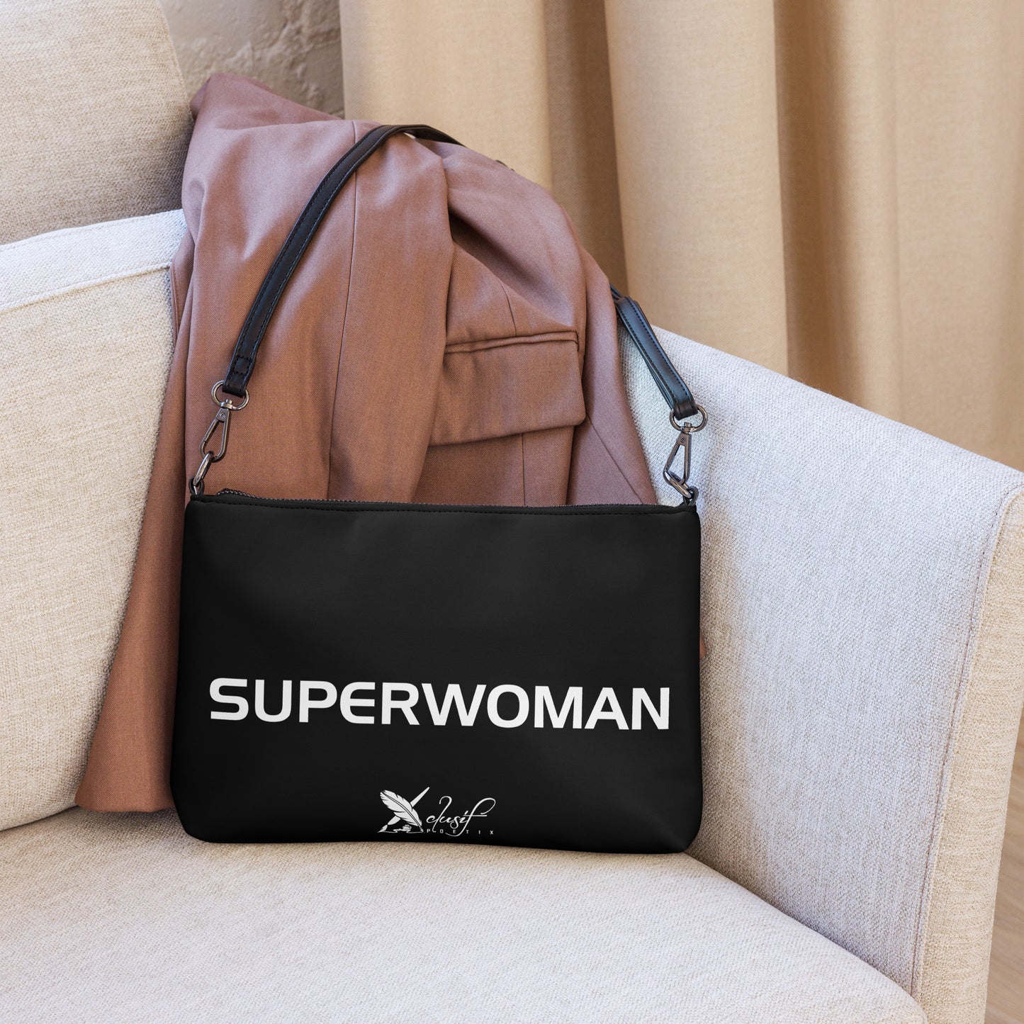 SUPERWOMAN BY XCLUSIF POETIX BLACK & WHITE Crossbody bag