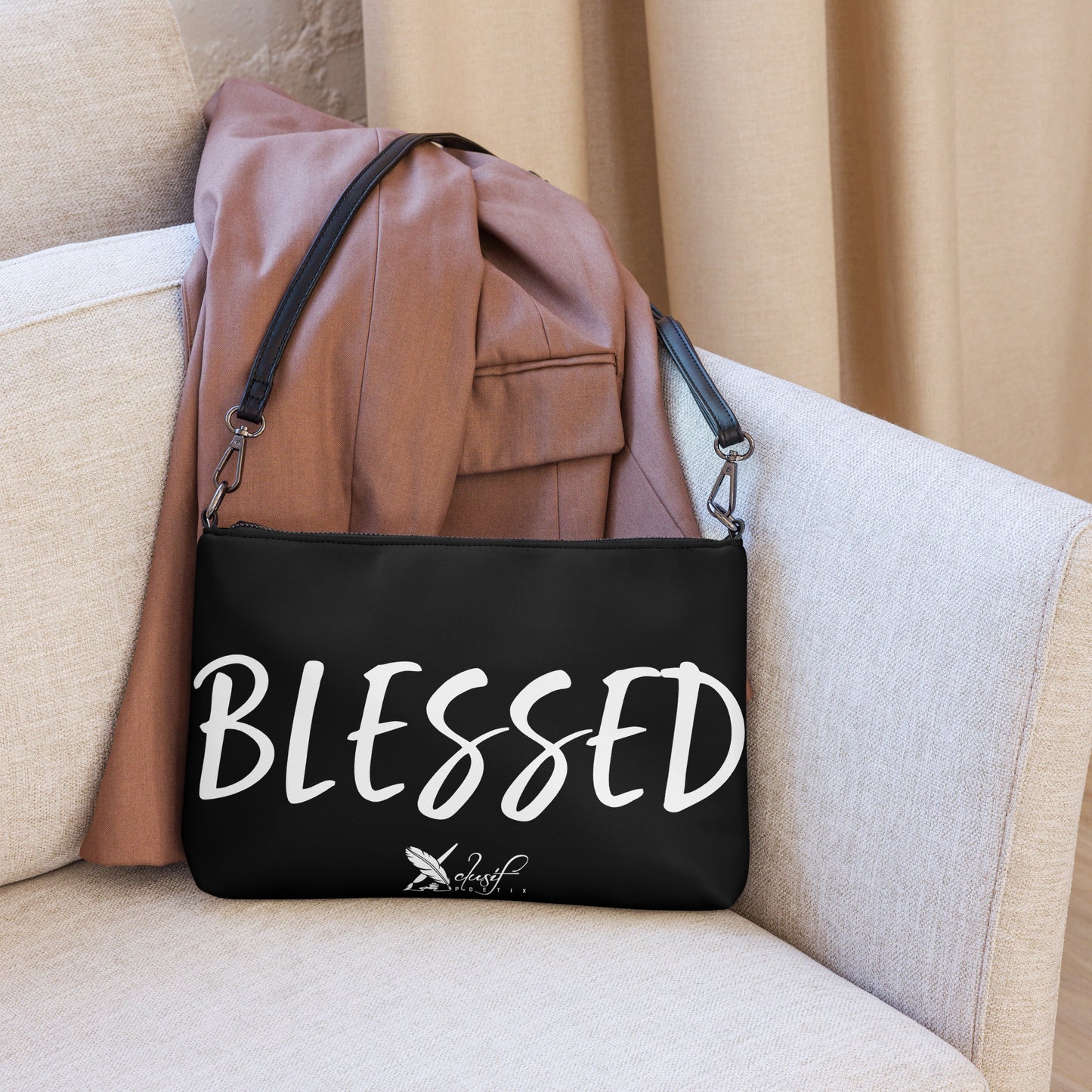 BLESSED BY XCLUSIF POETIX BLACK & WHITE Crossbody bag