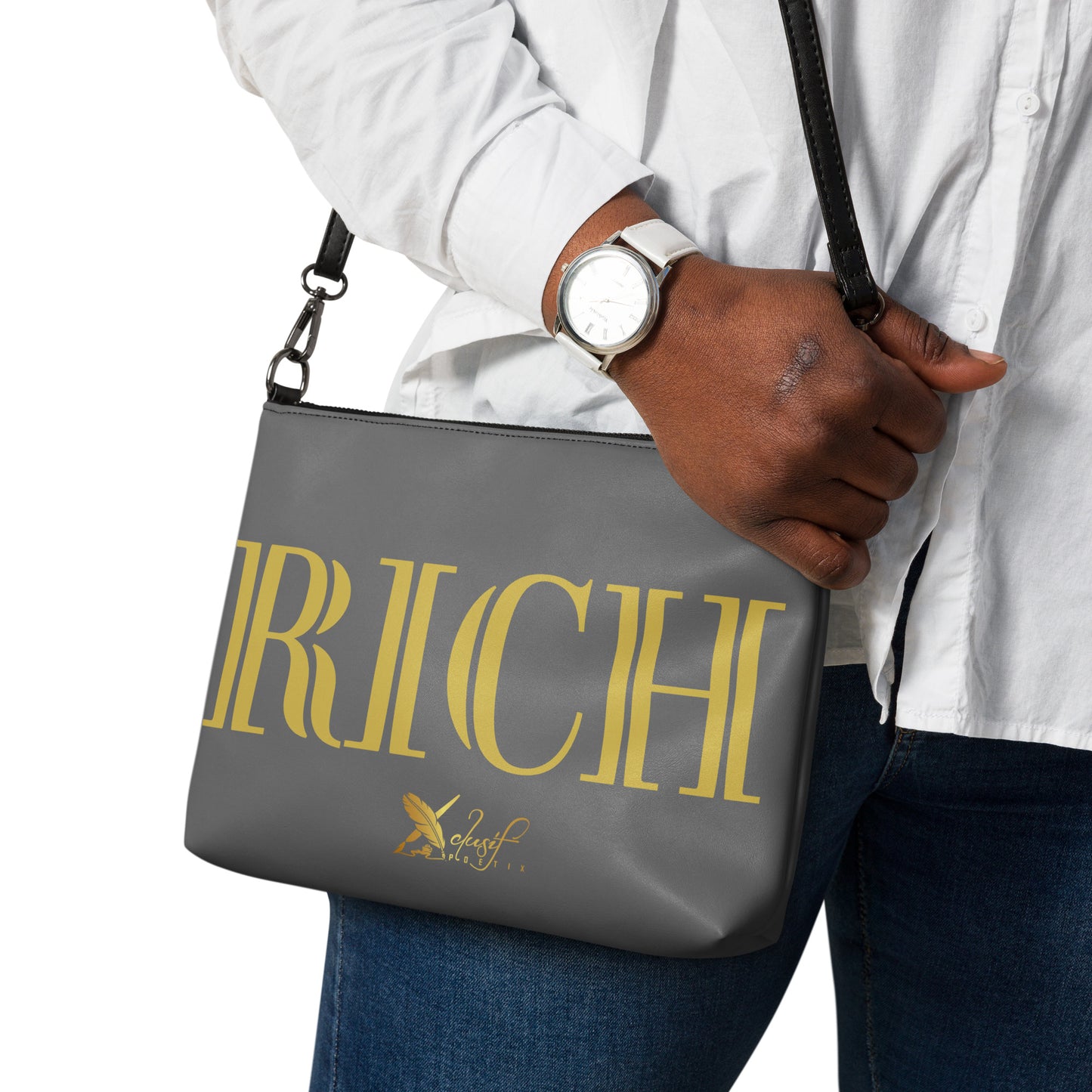 RICH BY XCLUSIF POETIX GREY & GOLD Crossbody bag