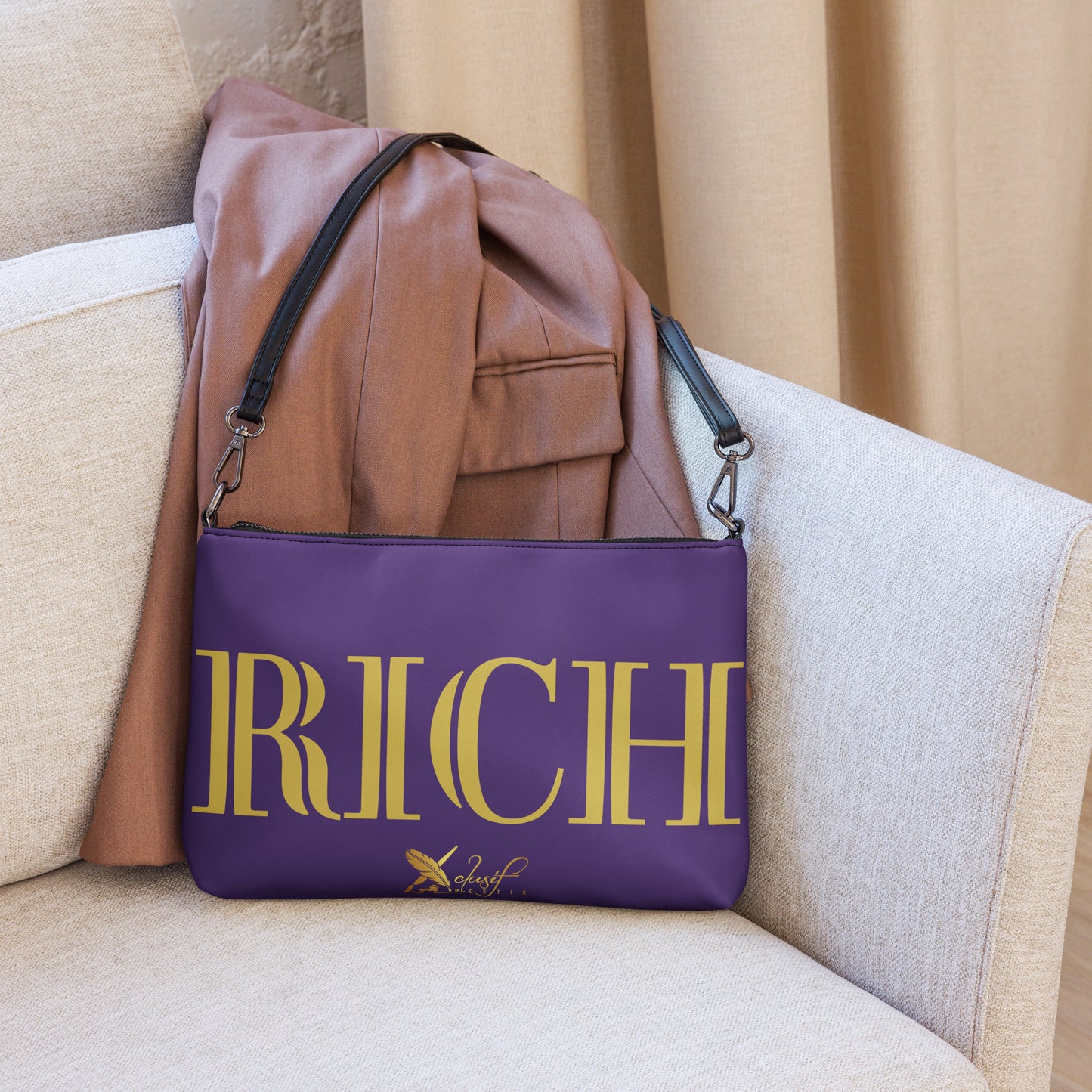 RICH BY XCLUSIF POETIX PURPLE & GOLD Crossbody bag