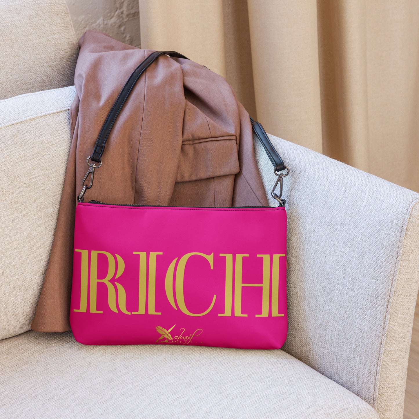 RICH BY XCLUSIF POETIX HOT PINK & GOLD Crossbody bag