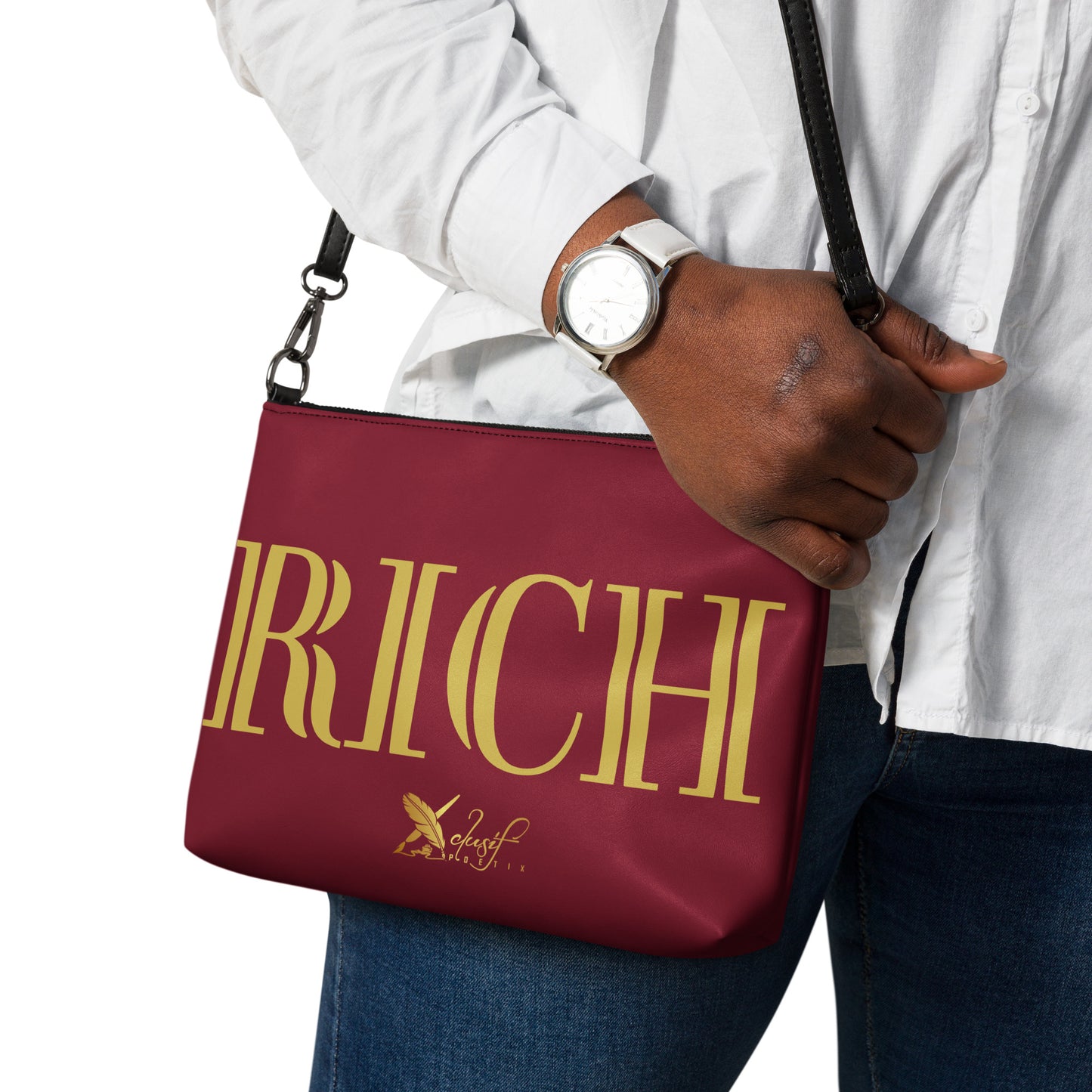 RICH BY XCLUSIF POETIX BURGUNDY & GOLD Crossbody bag